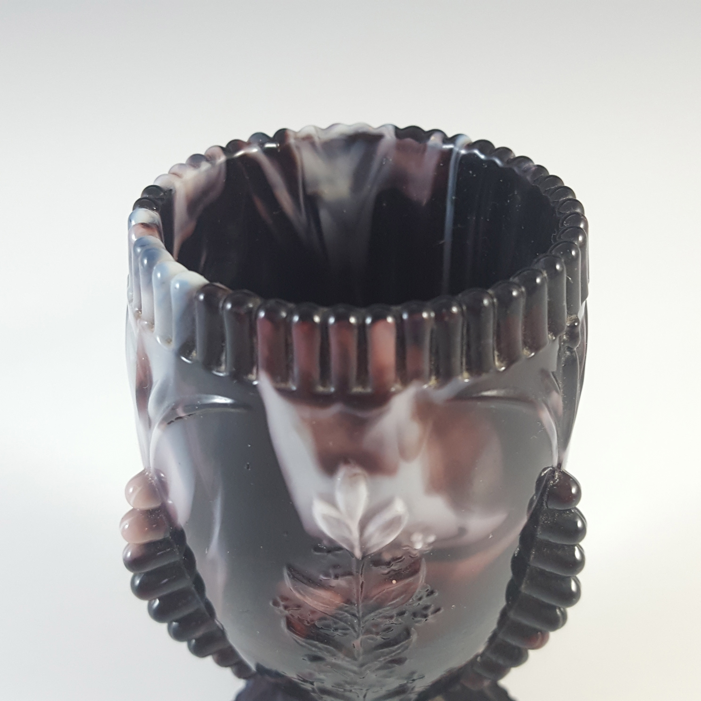 (image for) Victorian Purple & White Malachite / Slag Glass Spill Vase - Click Image to Close