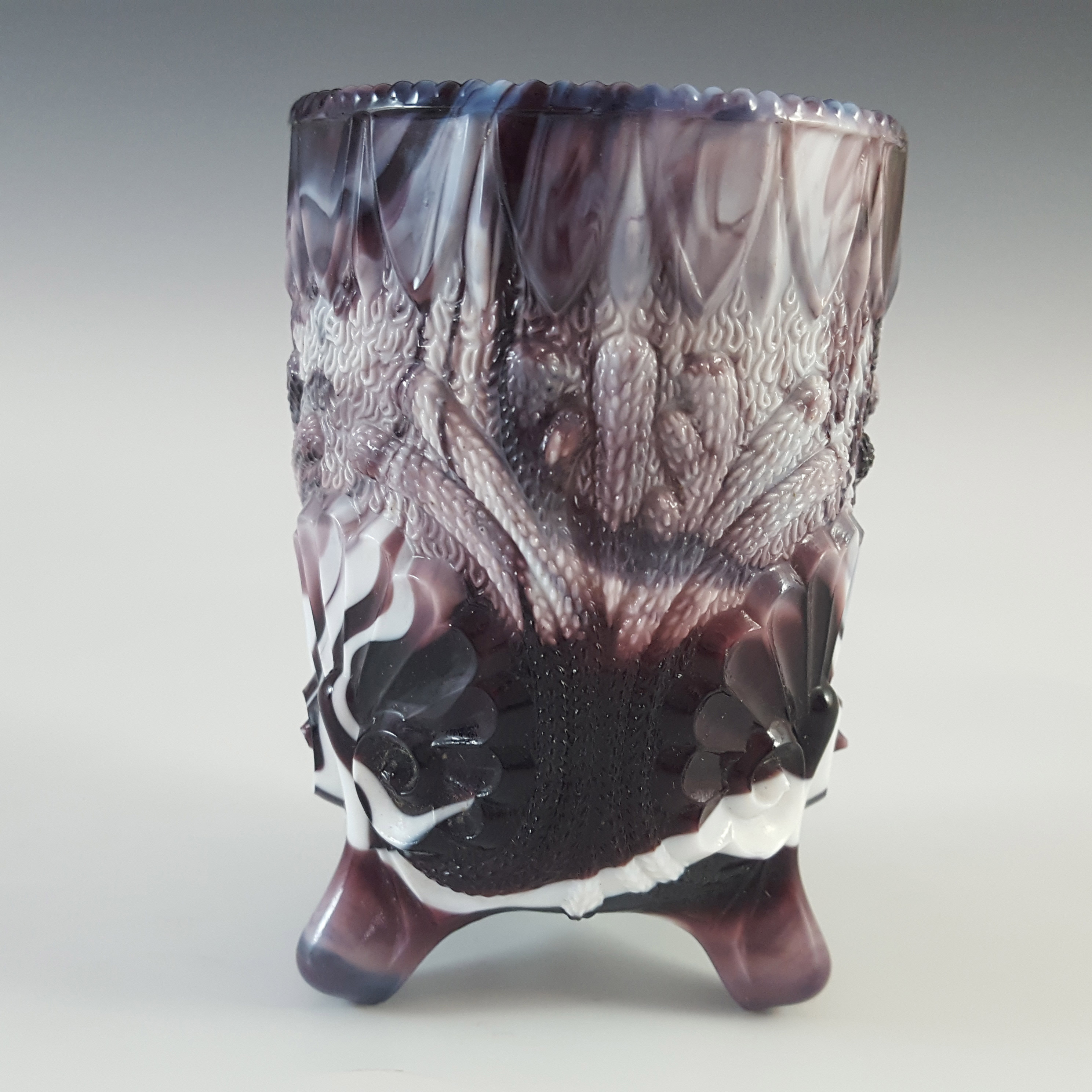 Davidson Pair of Victorian Purple Malachite / Slag Glass Vases - Click Image to Close