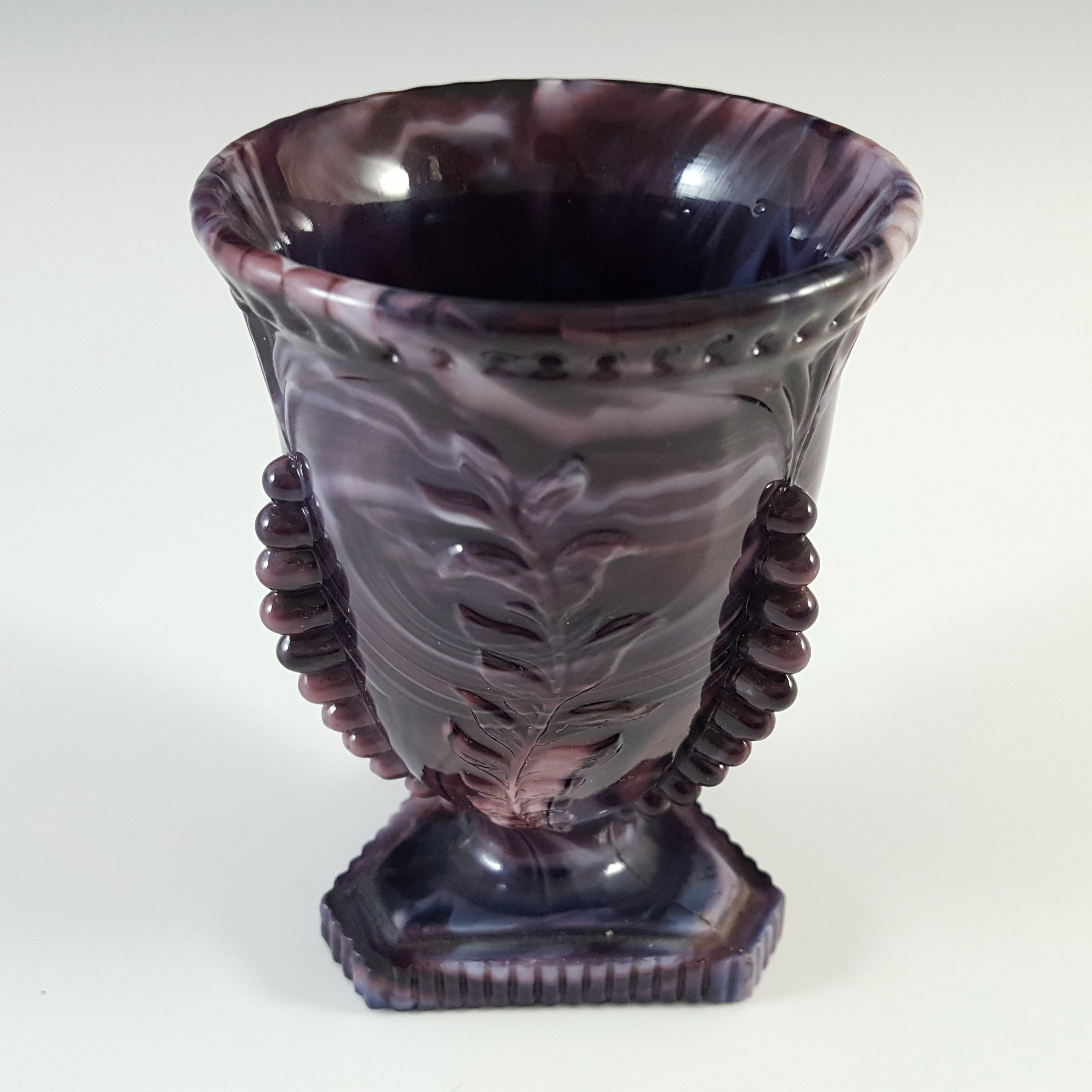 Victorian 1890's Antique Malachite / Slag Glass Spill Vase - Click Image to Close