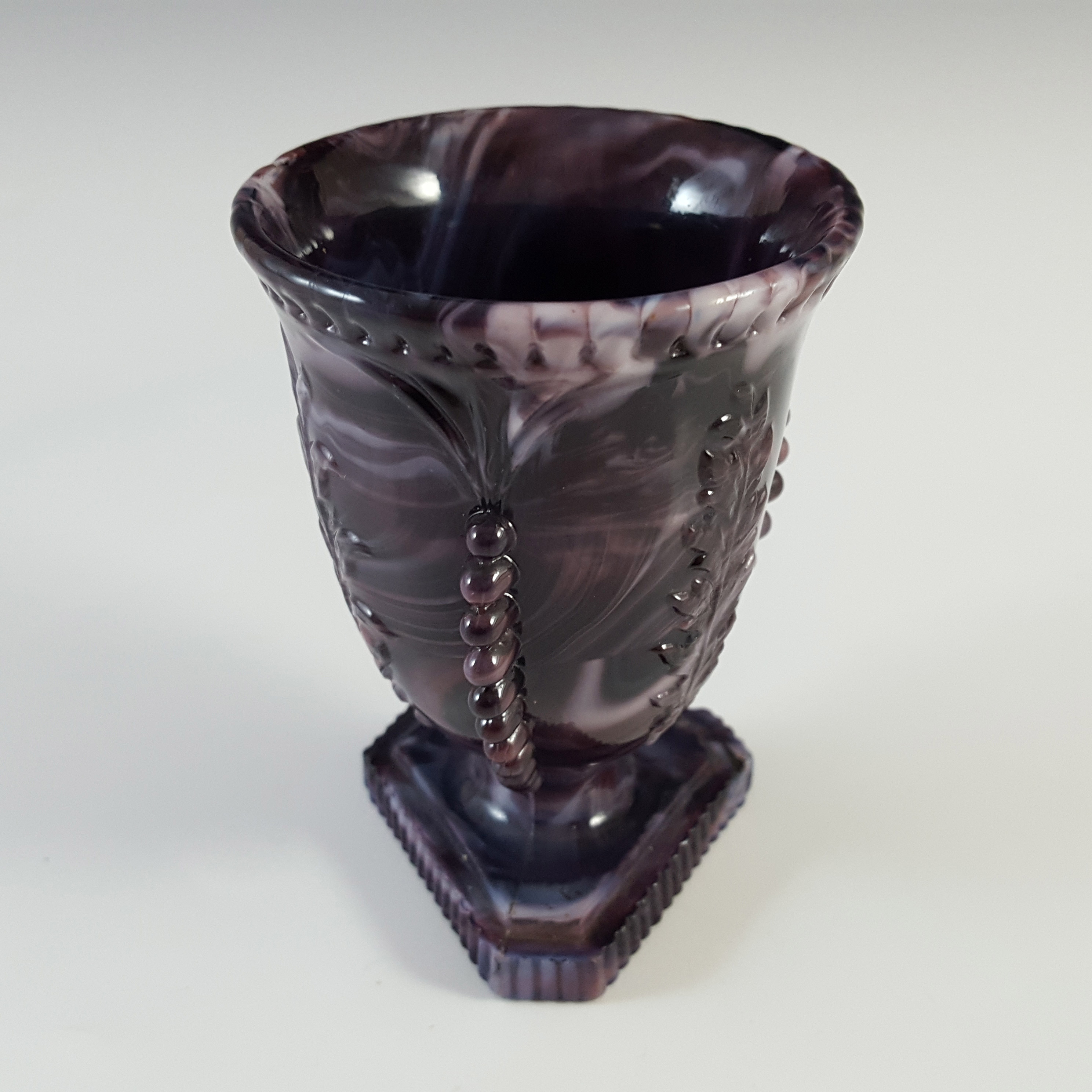 (image for) Victorian 1890's Antique Malachite / Slag Glass Spill Vase - Click Image to Close