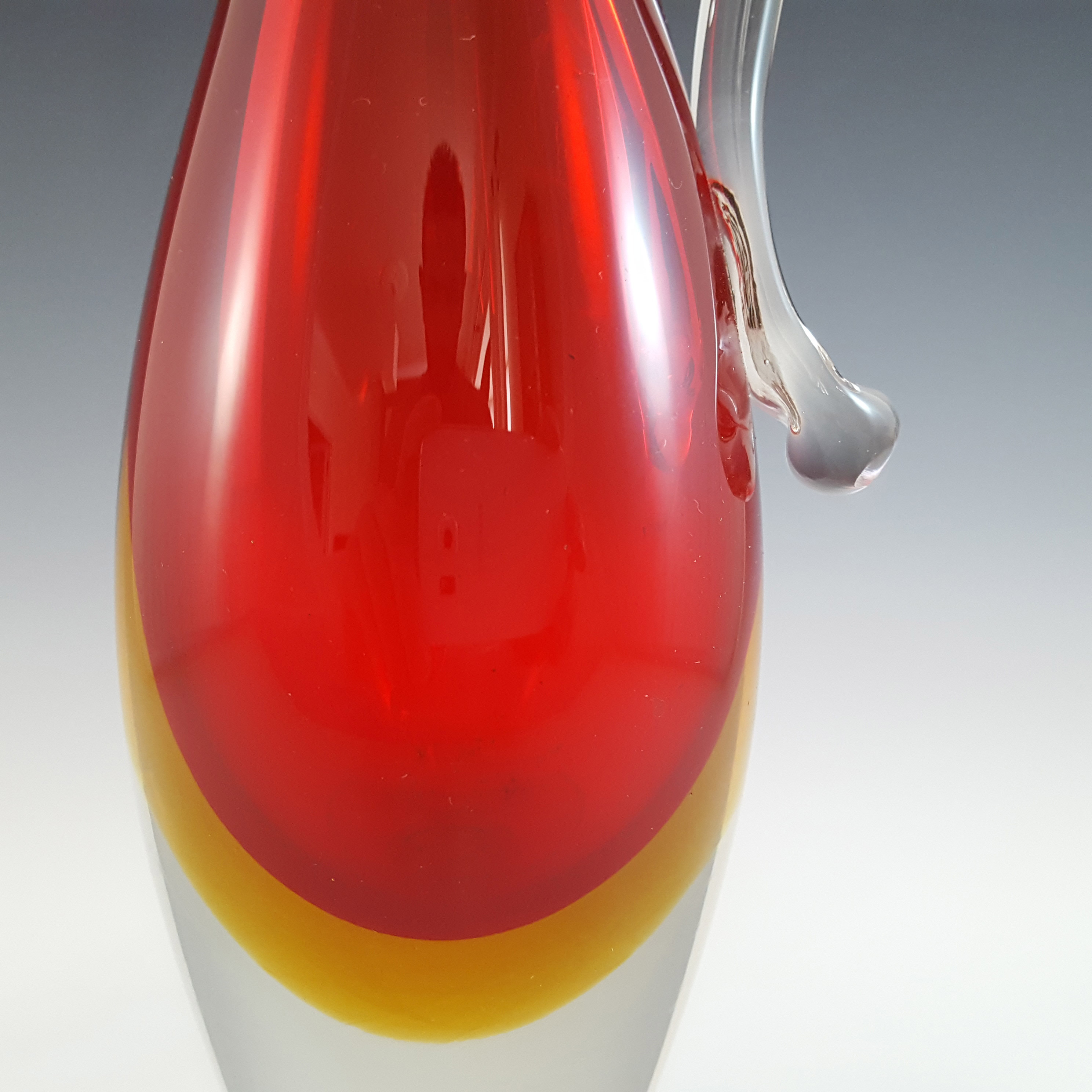 (image for) Murano / Venetian Red & Amber Sommerso Glass Jug Vase - Click Image to Close