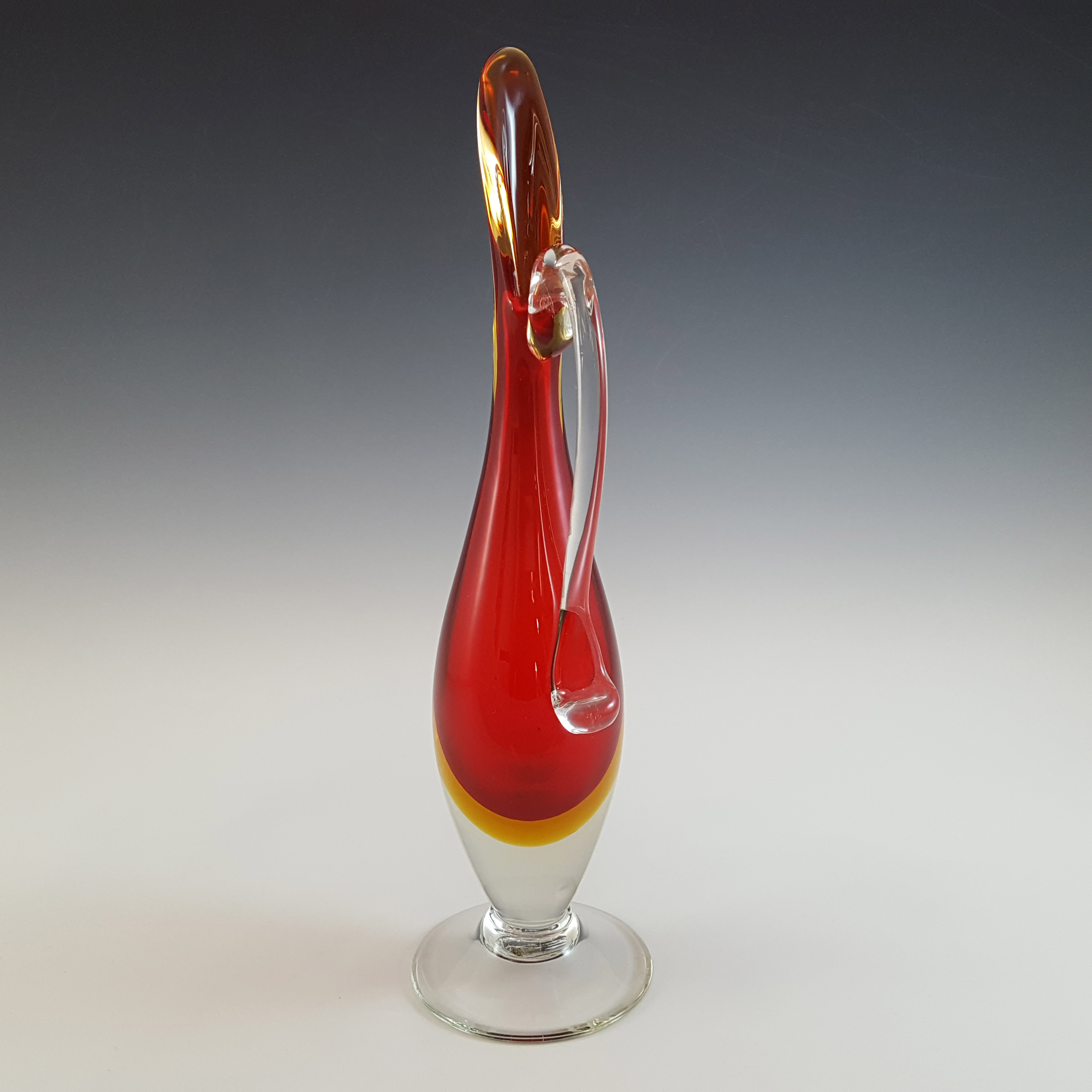 (image for) Murano / Venetian Red & Amber Sommerso Glass Jug Vase - Click Image to Close