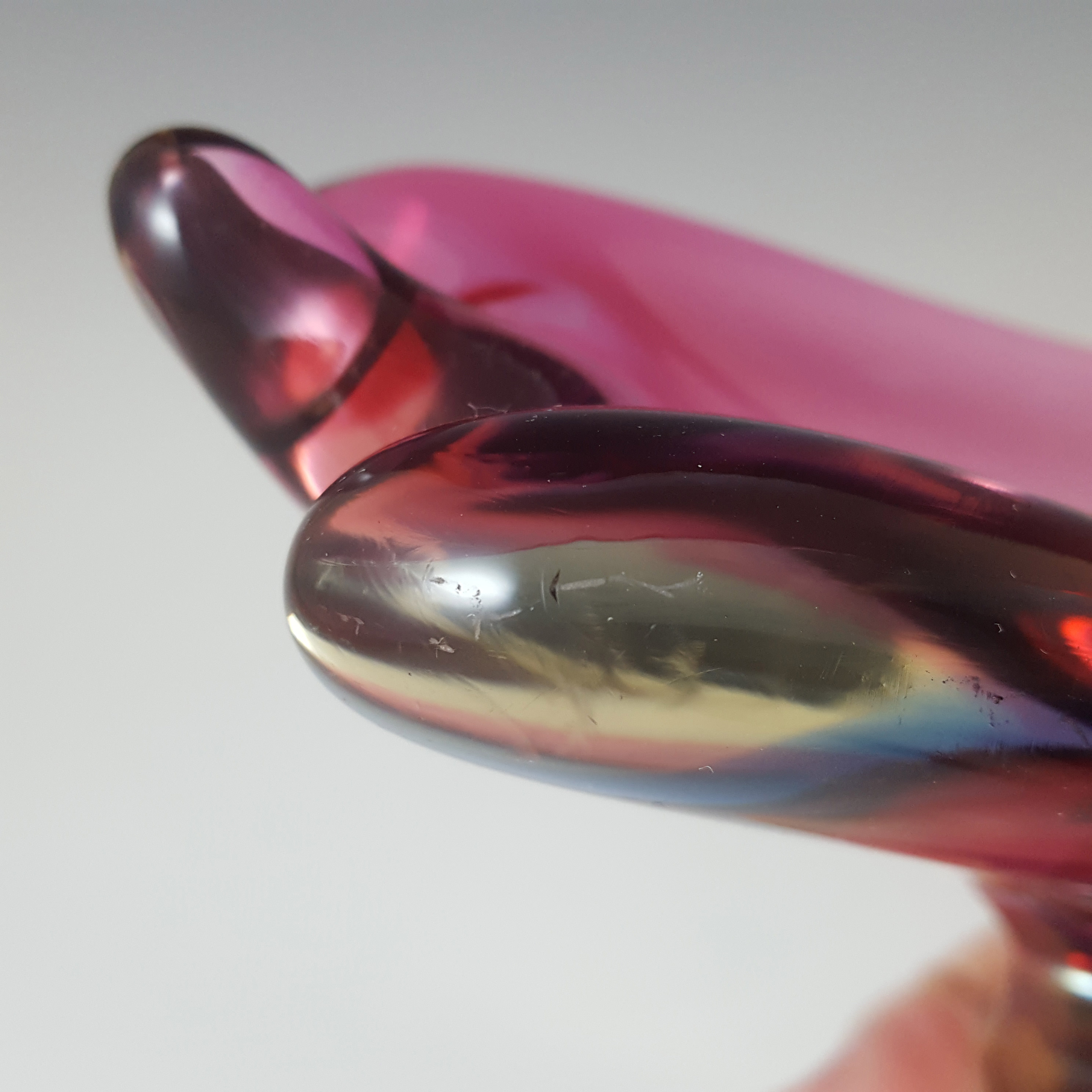 Arte Nuova Pustetto & Zanetti Murano Pink & Blue Sommerso Glass Vase - Click Image to Close