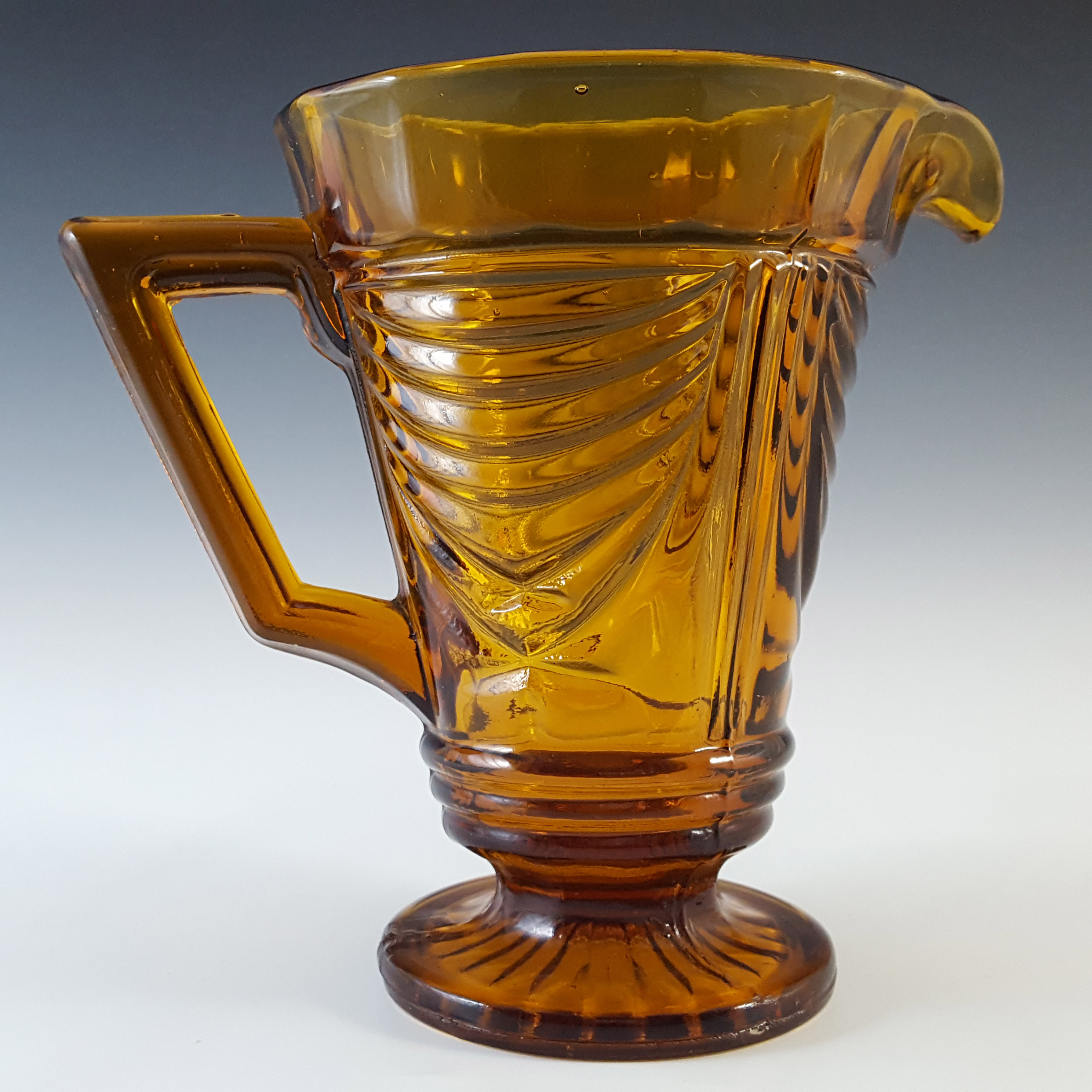 Sowerby #2550 Art Deco Vintage Amber Glass Water Jug - Click Image to Close