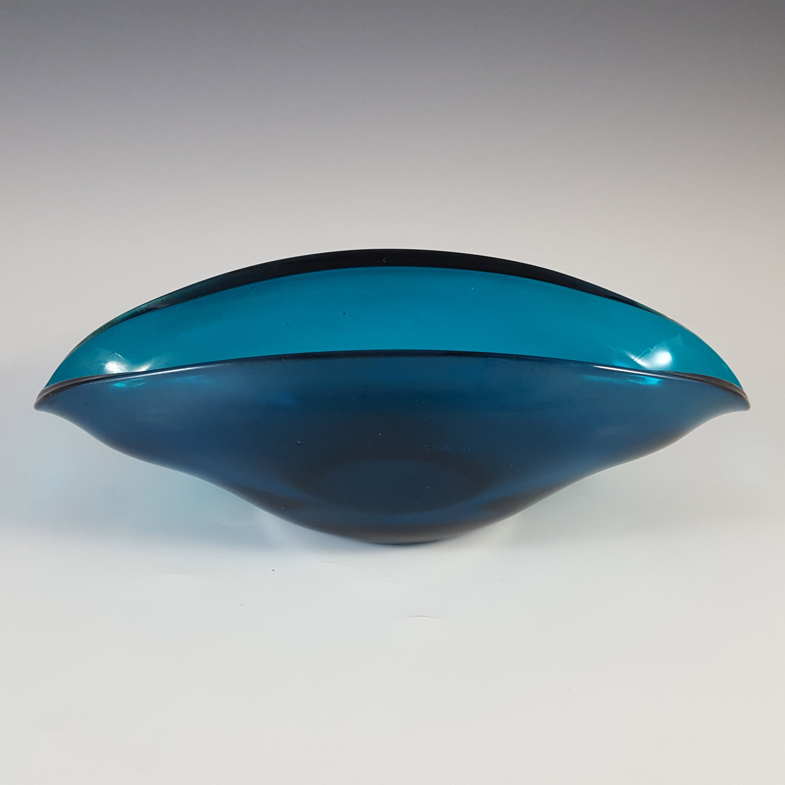 (image for) Sowerby #S.2761 Vintage 1960's Blue Glass Posy Bowl / Astray - Click Image to Close