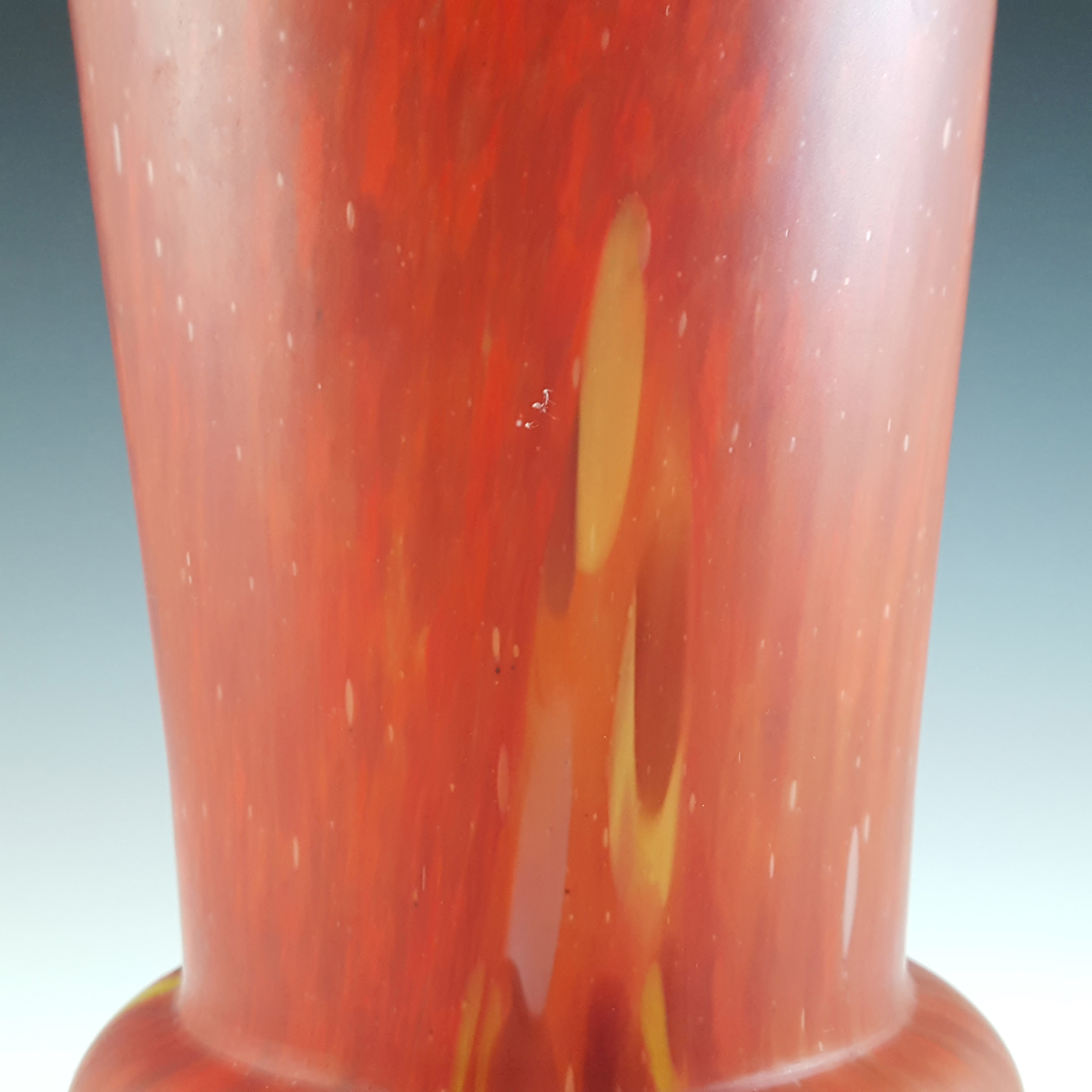 Czech Red & Multicoloured Spatter / Splatter Glass Vase - Click Image to Close