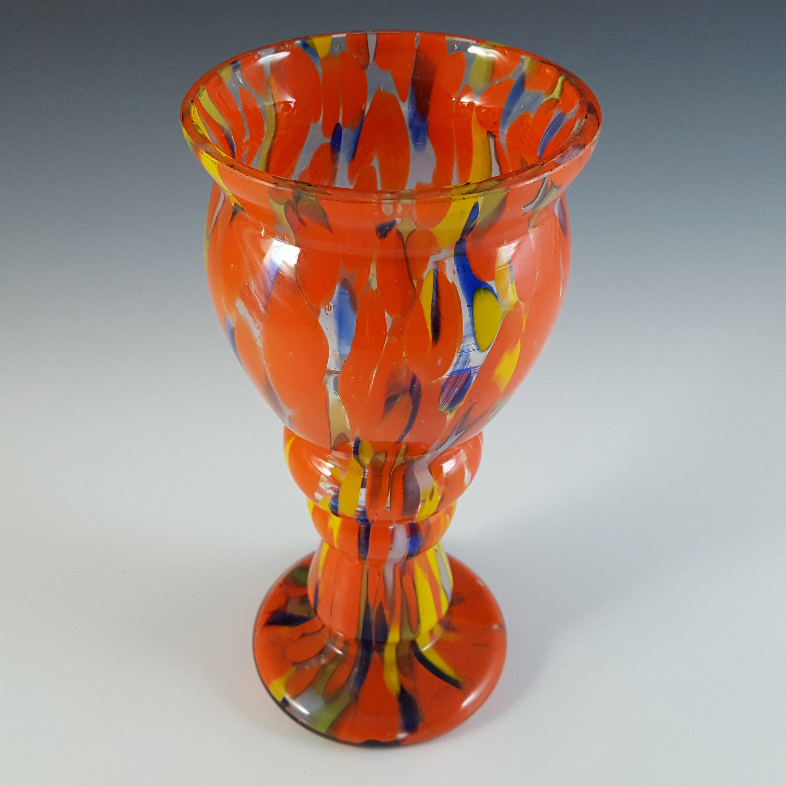 (image for) Czech Multicoloured Art Deco Retro Spatter Glass Vase - Click Image to Close