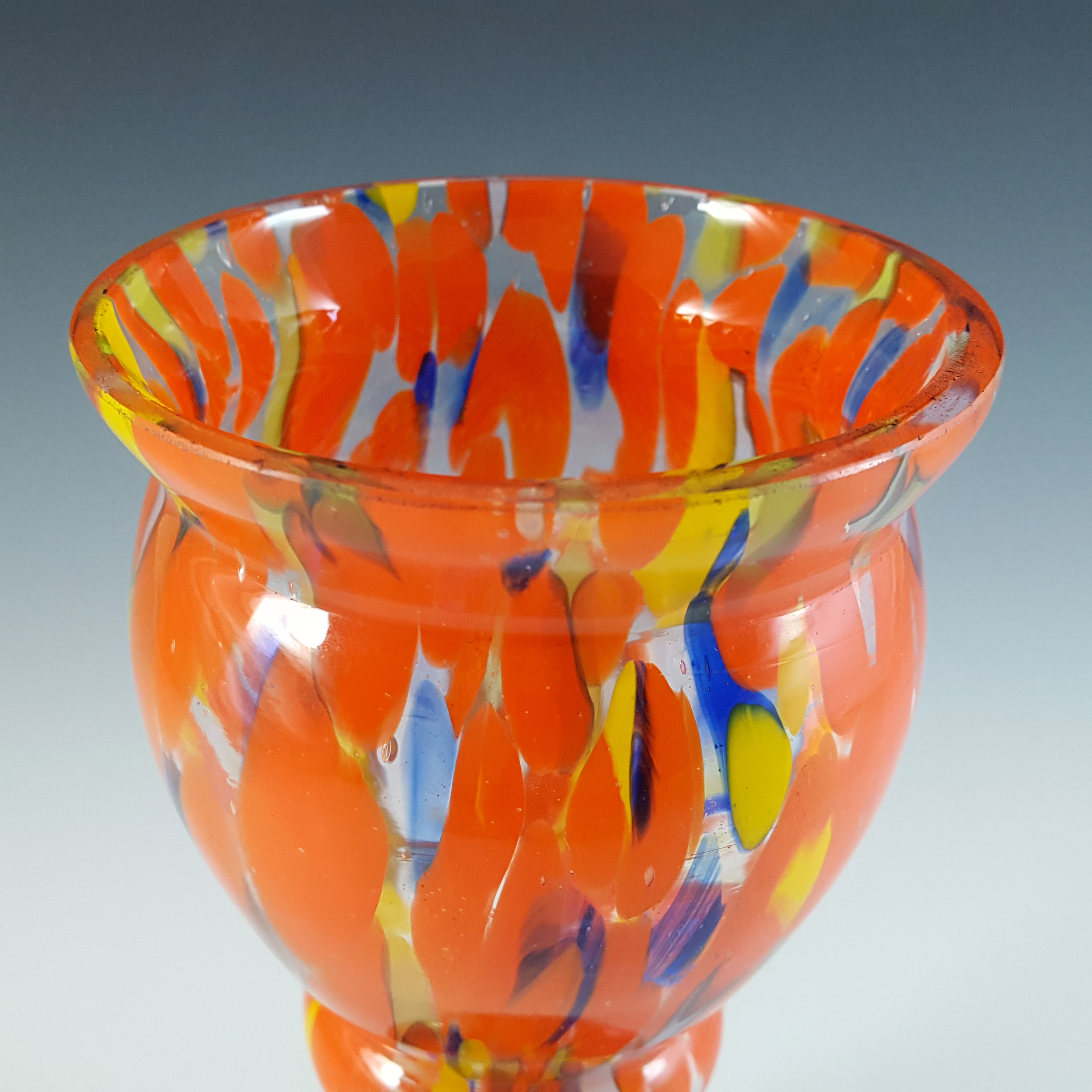 (image for) Czech Multicoloured Art Deco Retro Spatter Glass Vase - Click Image to Close
