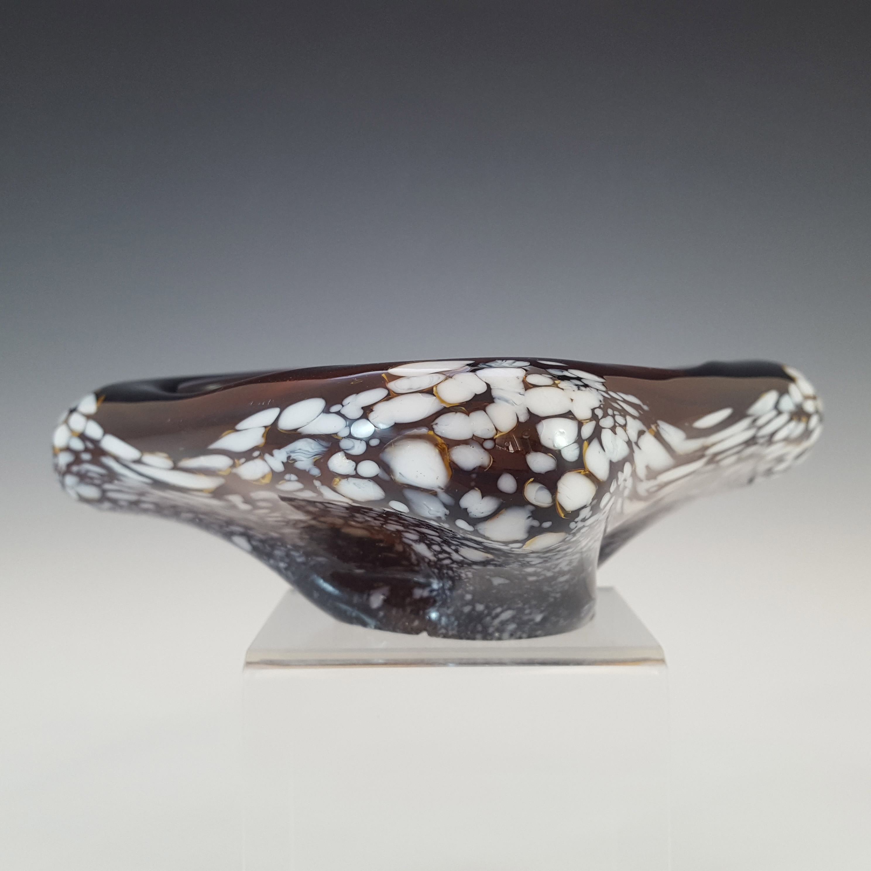 (image for) Retro Brown & White Speckled Glass Bowl / Ashtray - Click Image to Close