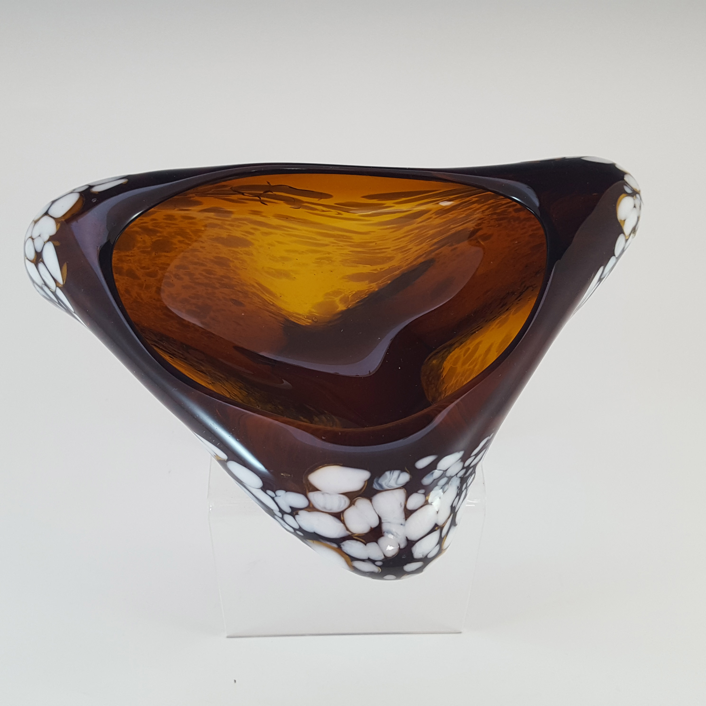 (image for) Retro Brown & White Speckled Glass Bowl / Ashtray - Click Image to Close
