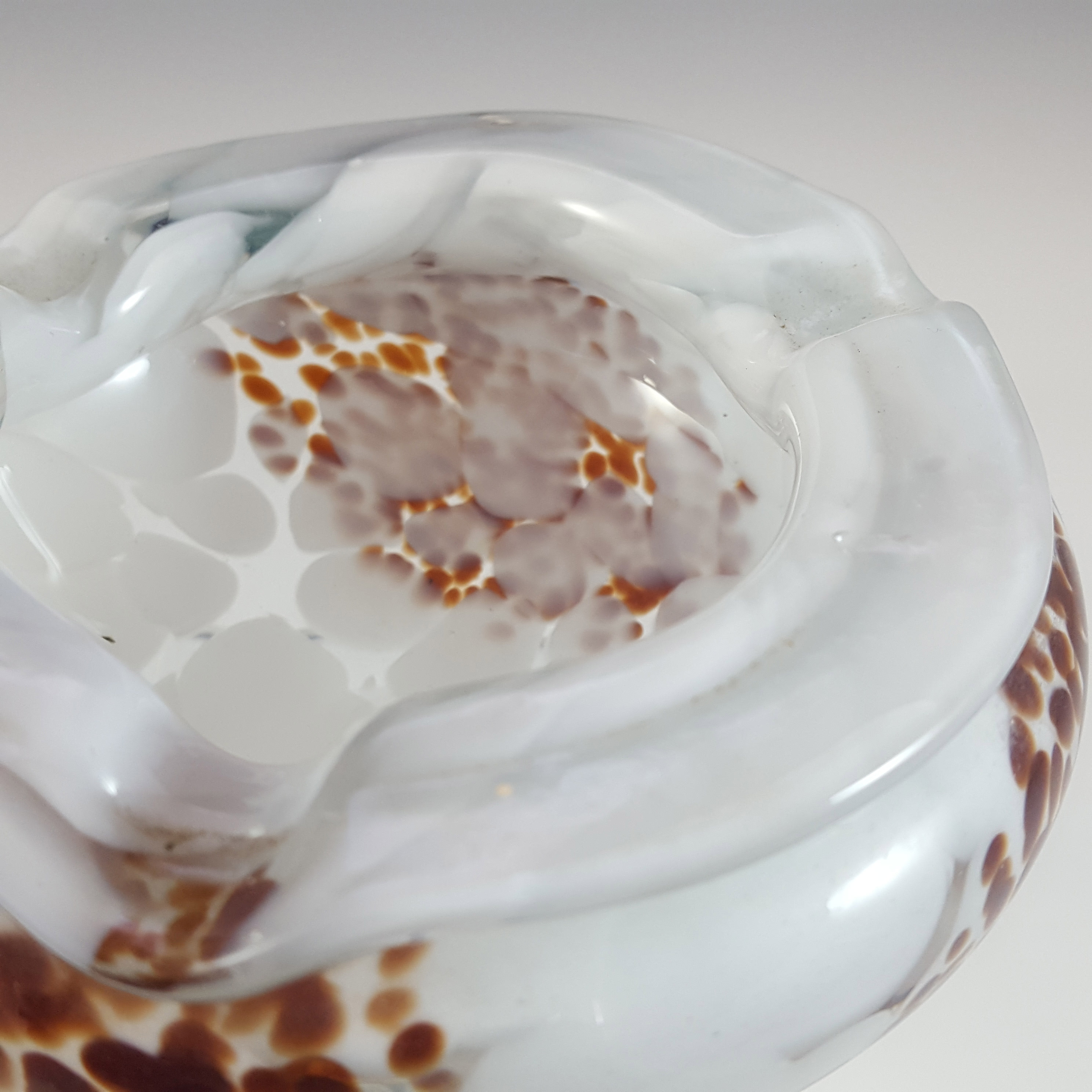 (image for) Mid Century Brown & White Speckled Glass Bowl / Ashtray - Click Image to Close