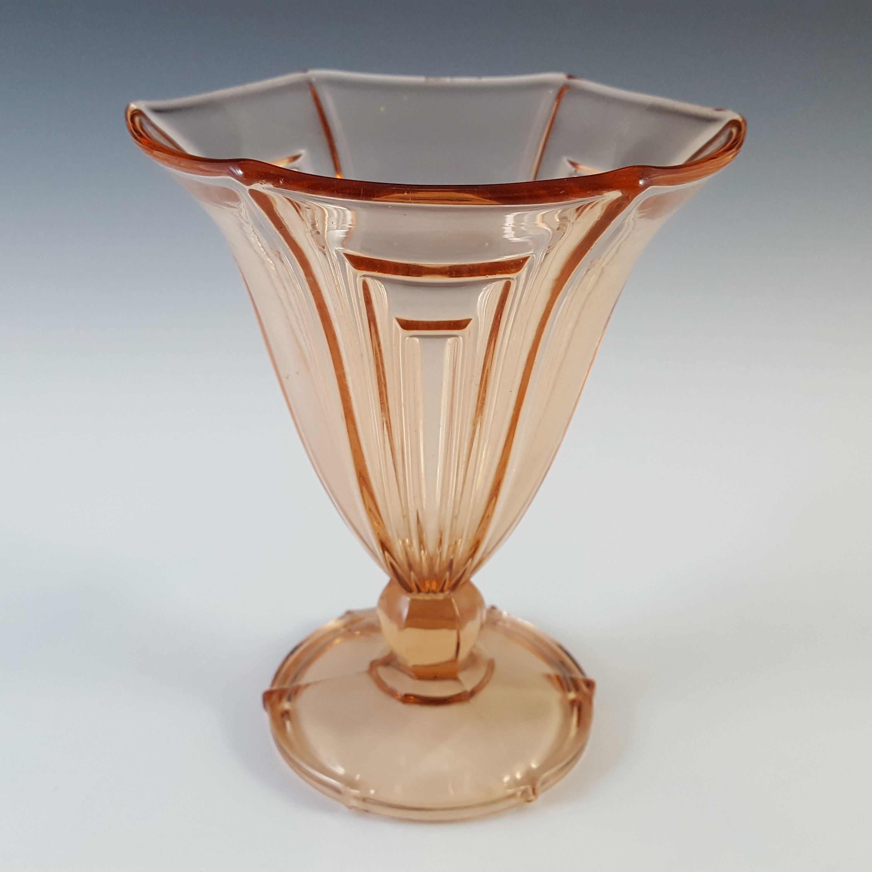 (image for) Czech Vintage Art Deco 1930's Pink Glass Vase - Click Image to Close
