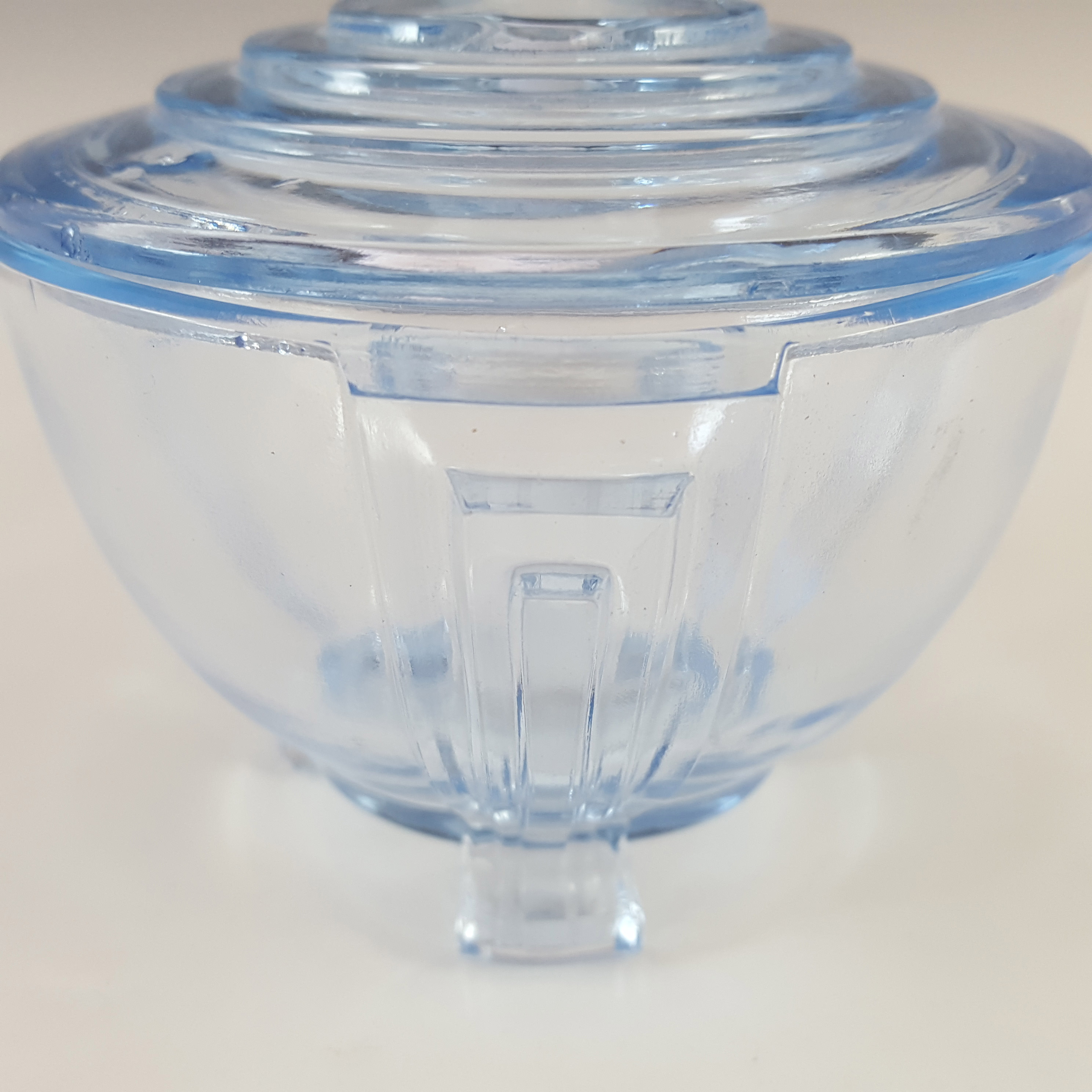 Czech Vintage Art Deco 1930's Blue Glass Trinket Bowl - Click Image to Close