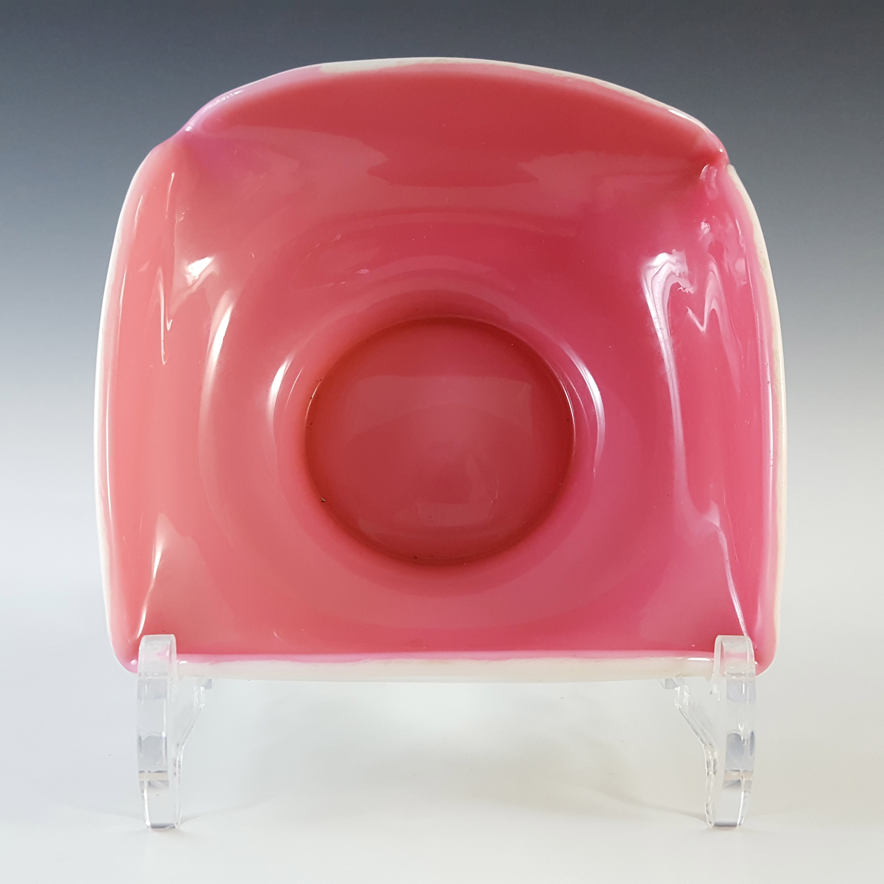 (image for) Victorian Uranium Custard Glass Pink & Ivory Cased Bowl - Click Image to Close