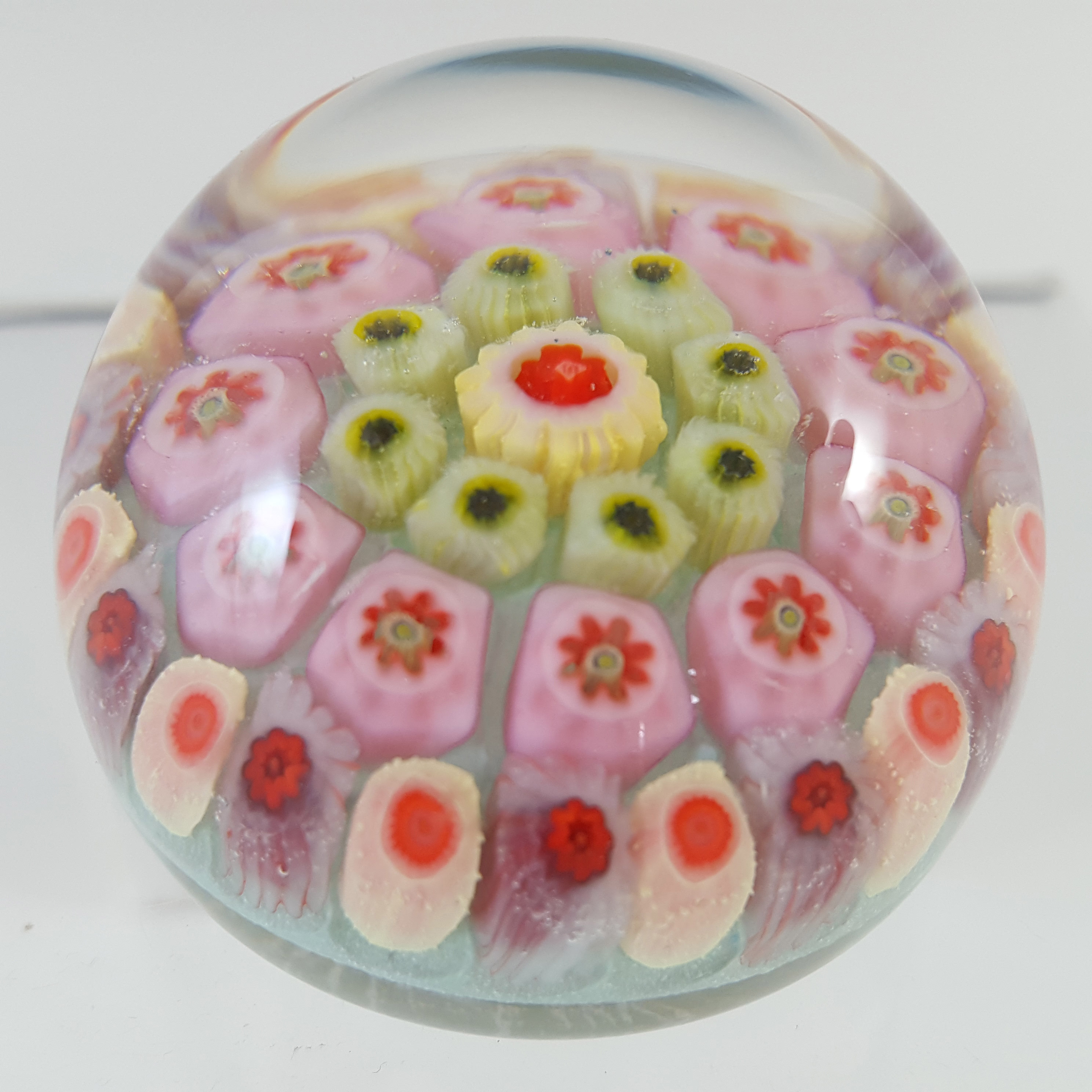 LABELLED Strathearn Scottish Glass Millefiori Canes Paperweight - Click Image to Close