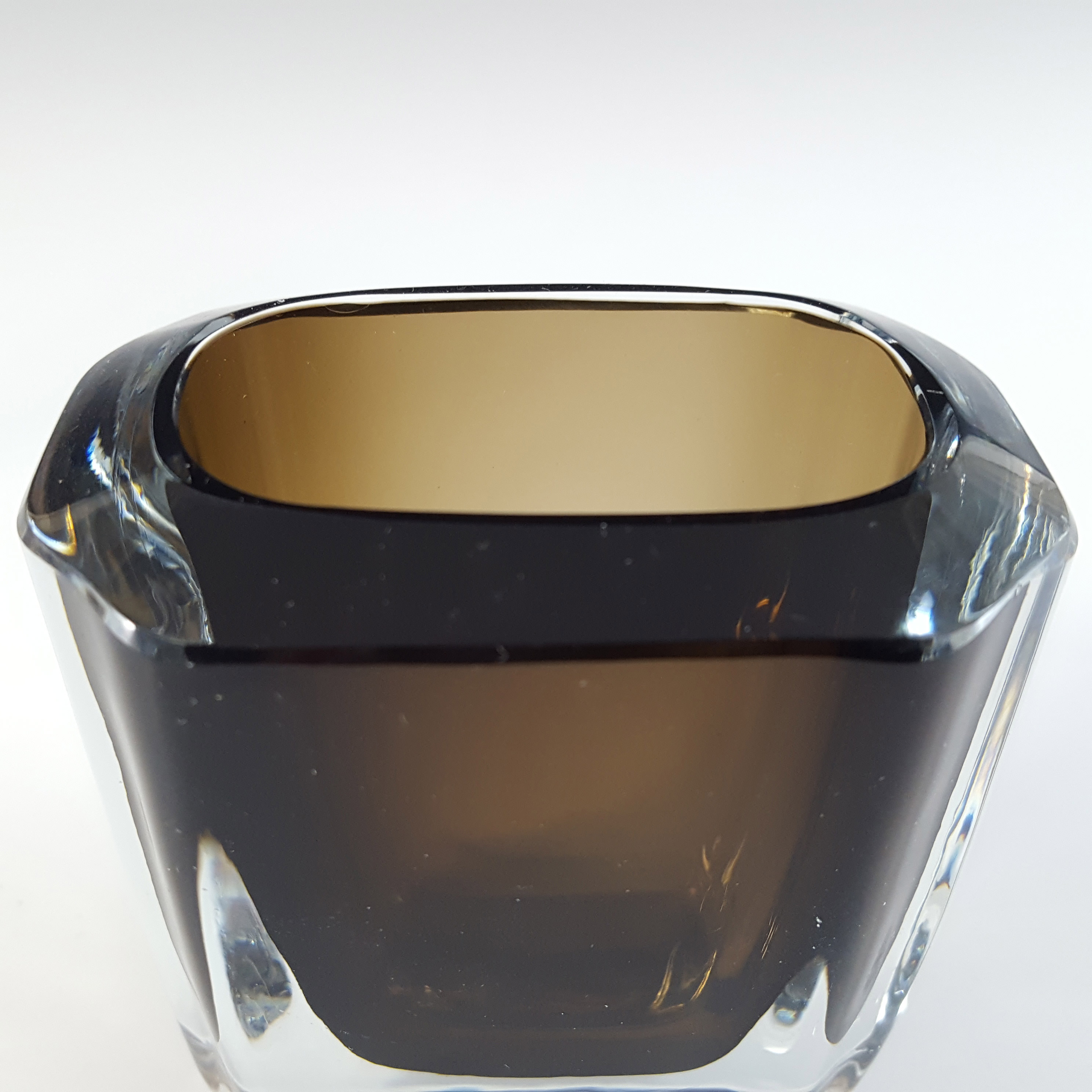 Strömberg #H93 Swedish Amber Cased Glass Vase / Cigarette Holder - Signed - Click Image to Close