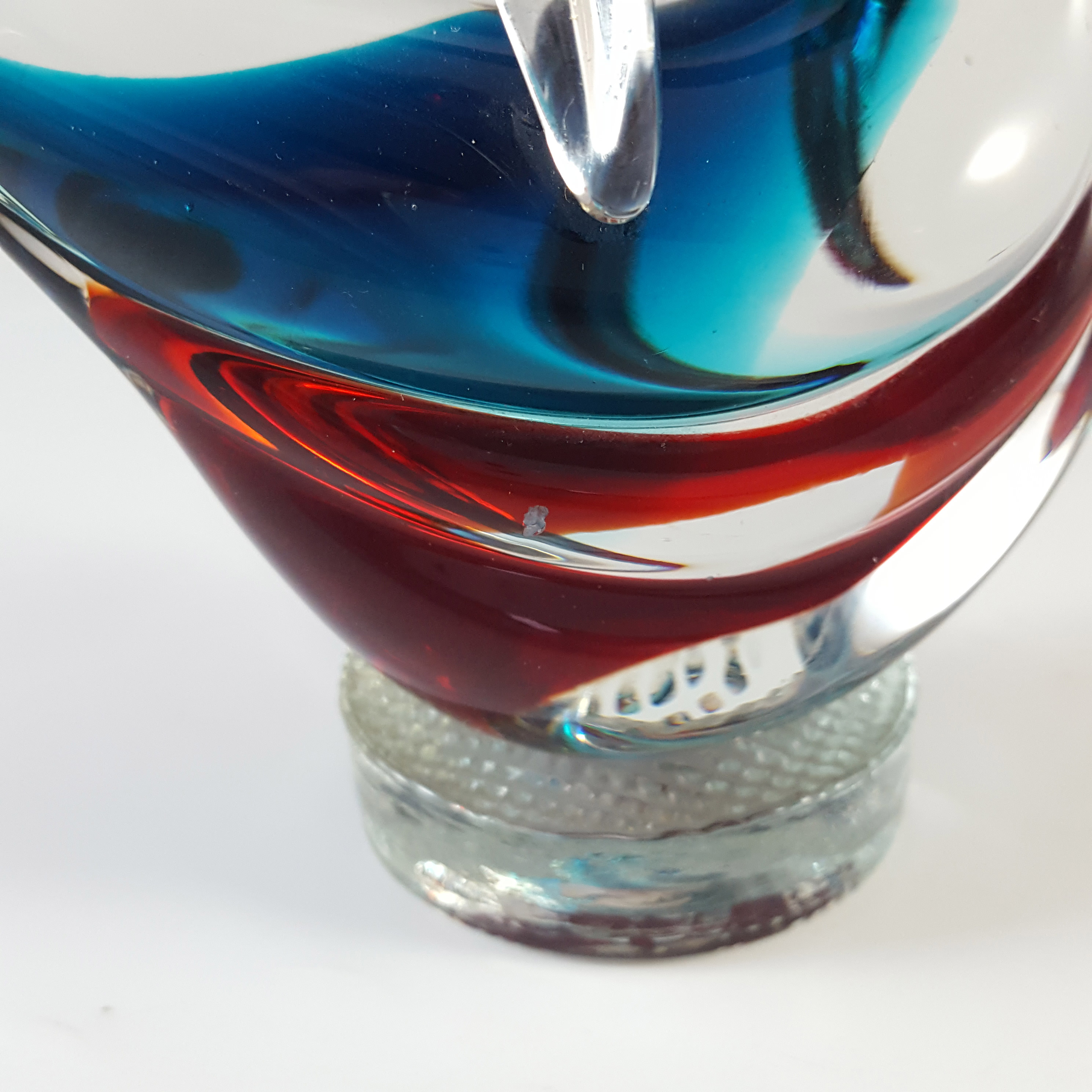 (image for) Murano Retro Blue & Red Venetian Glass Swan Sculpture - Click Image to Close