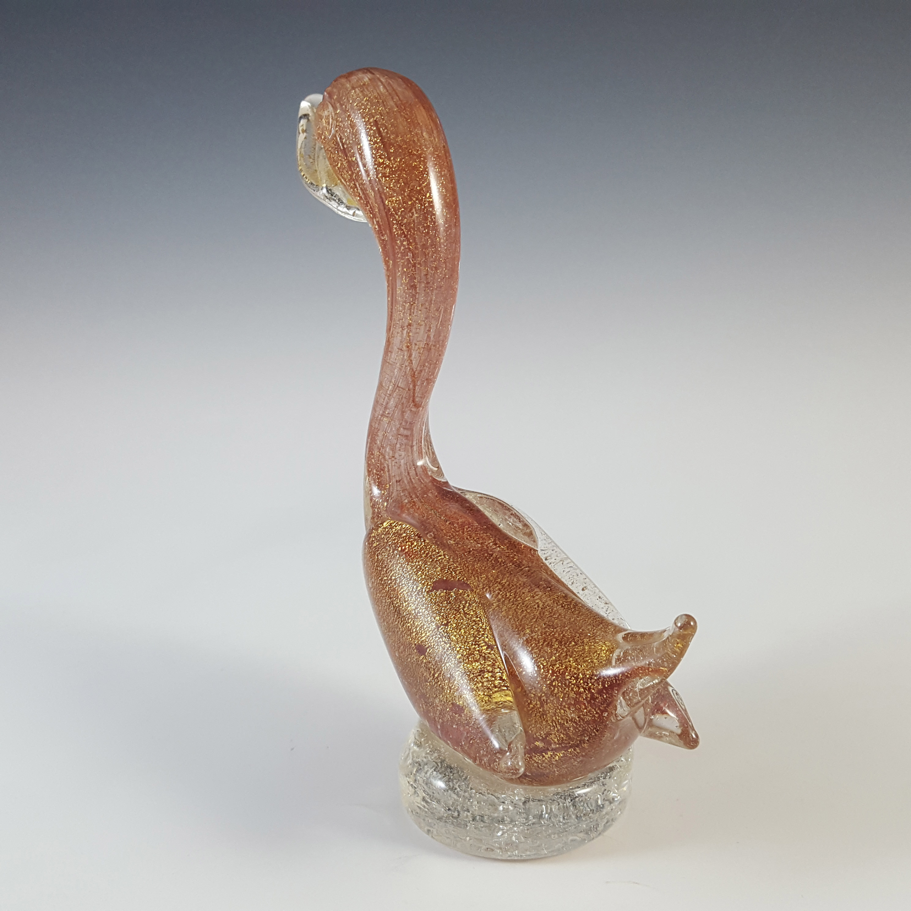 (image for) Murano Vintage Pink & Gold Leaf Glass Swan / Duck Sculpture - Click Image to Close