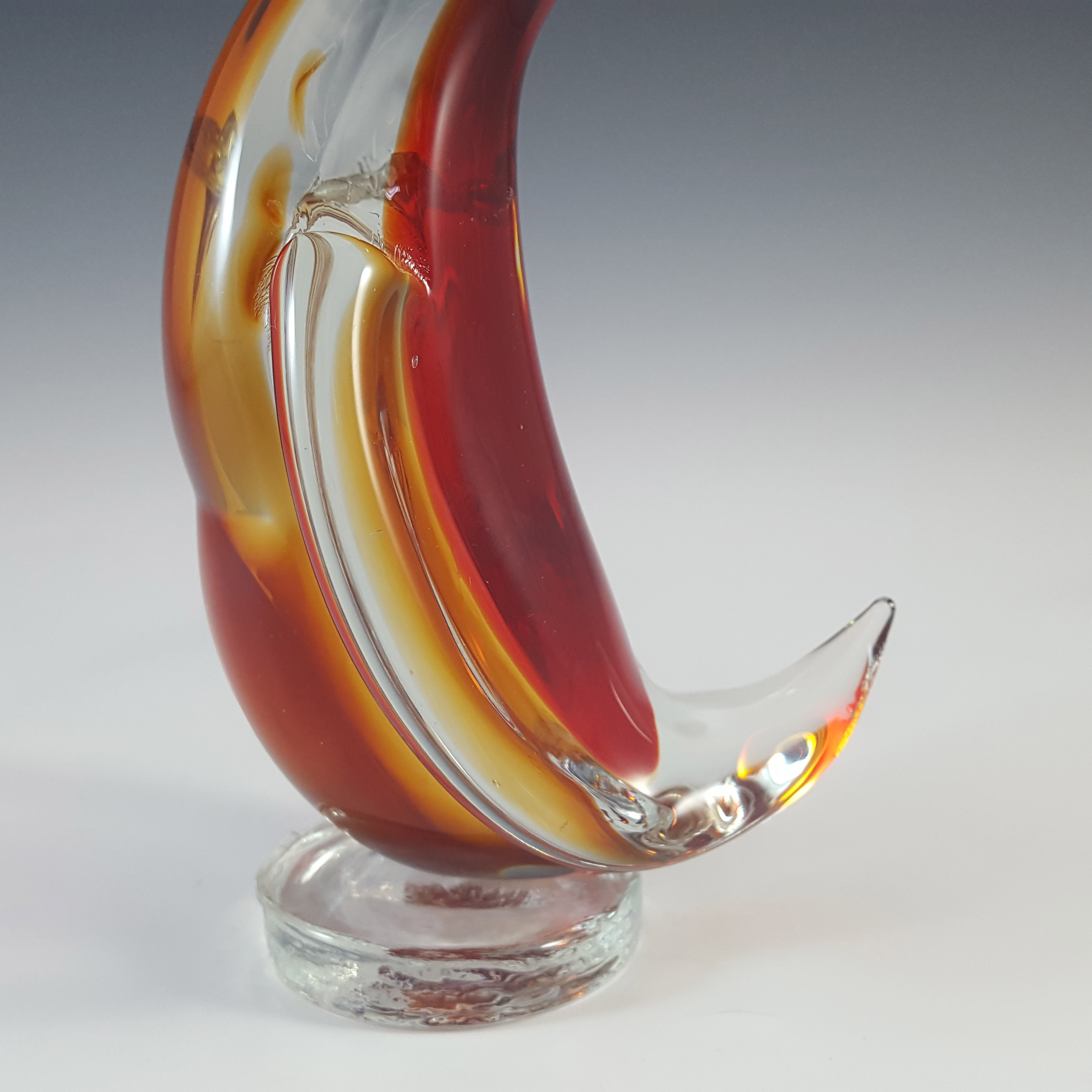 (image for) Murano Vintage Red & Amber Venetian Glass Duck Figurine - Click Image to Close