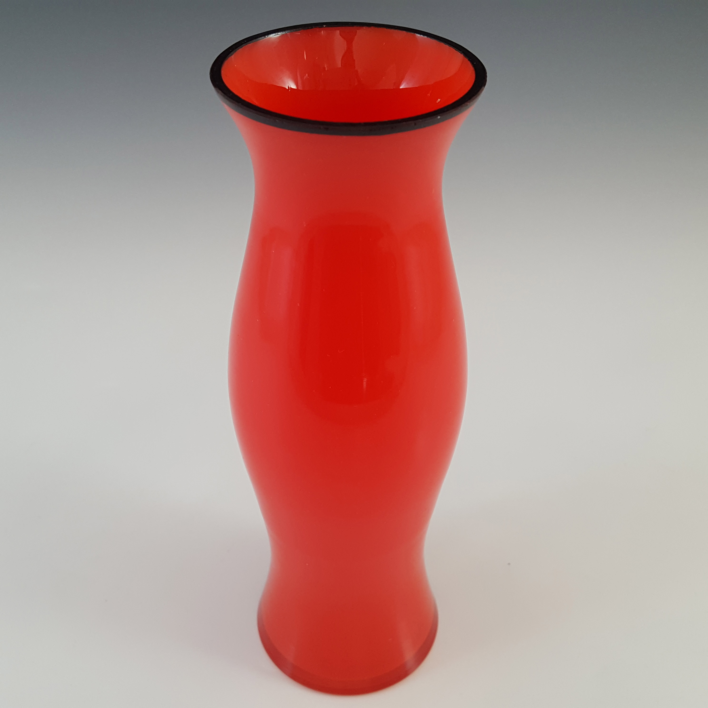 (image for) Czech / Bohemian Pair of Red & Black Tango Glass Vases - Click Image to Close