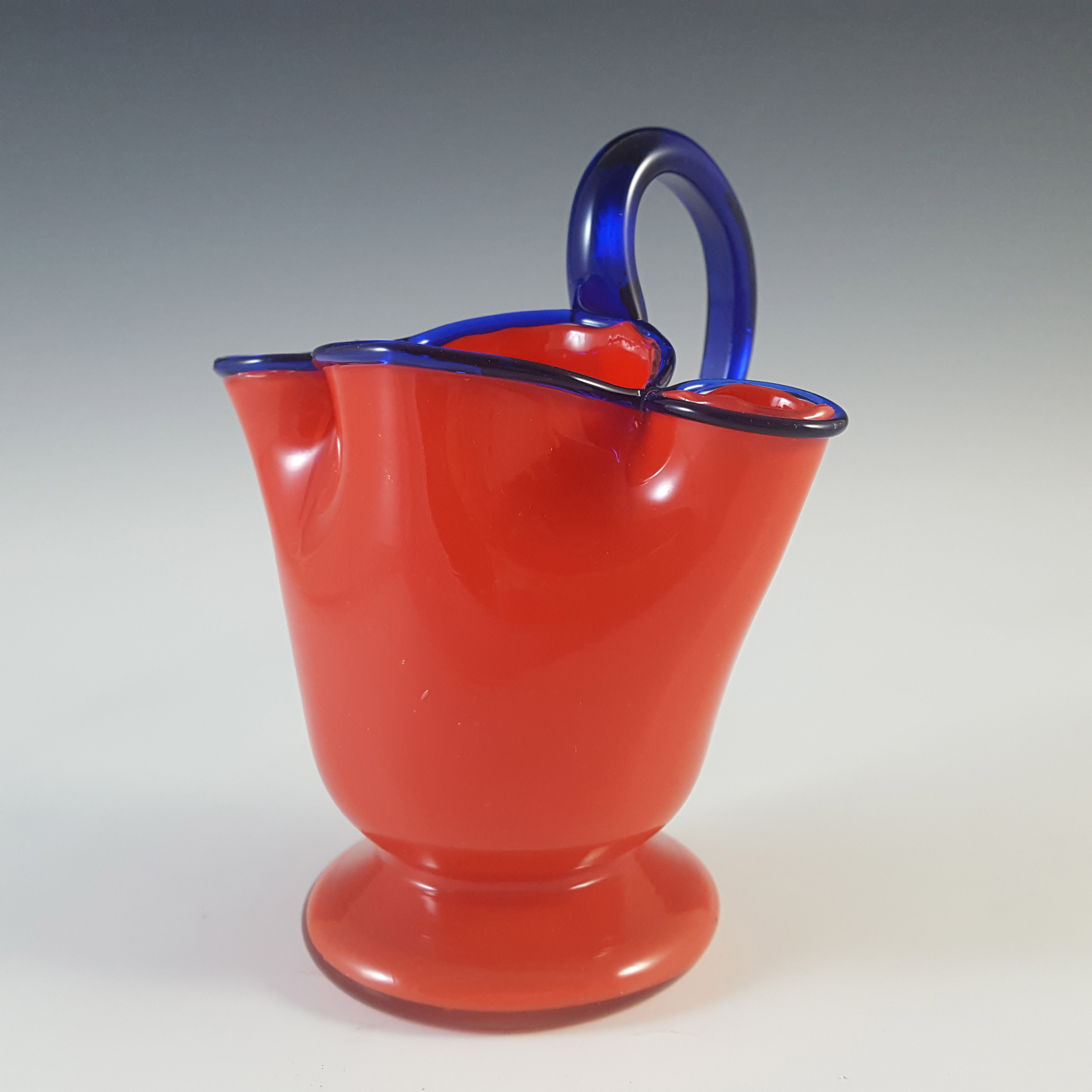 Czech / Bohemian 1930's Red & Blue Tango Glass Vase/Jug - Click Image to Close
