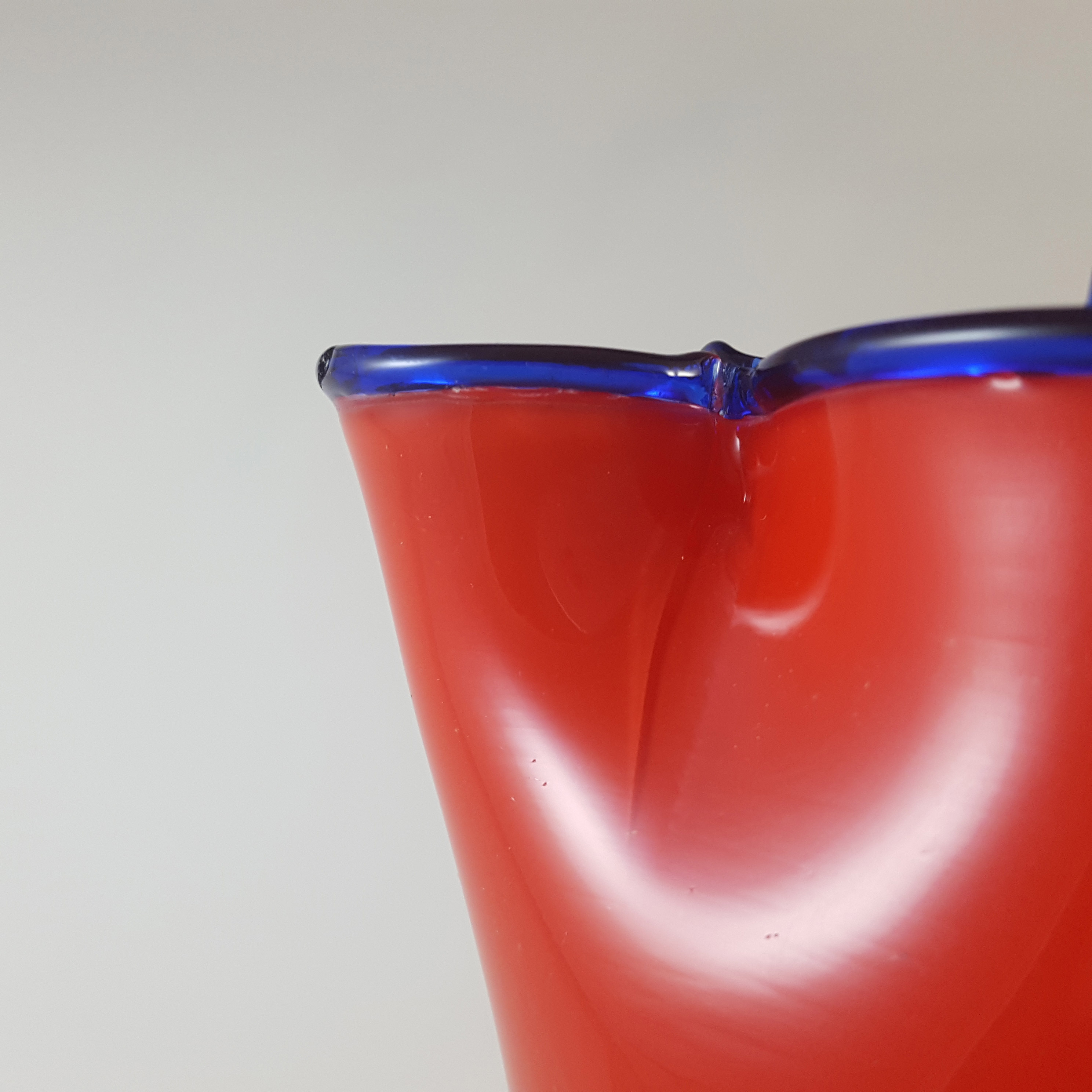 (image for) Czech / Bohemian 1930's Red & Blue Tango Glass Vase/Jug - Click Image to Close