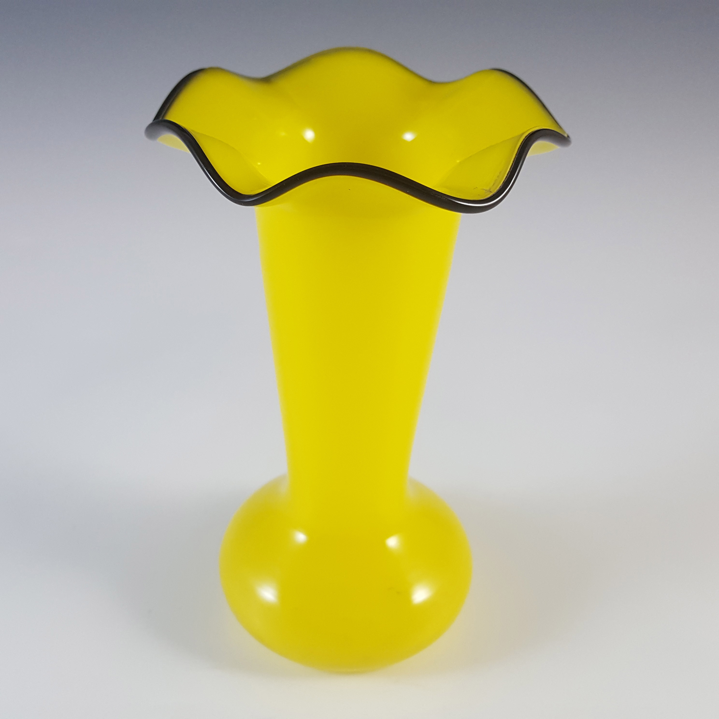 (image for) Czech / Bohemian Art Deco Yellow & Black Tango Glass Vase - Click Image to Close
