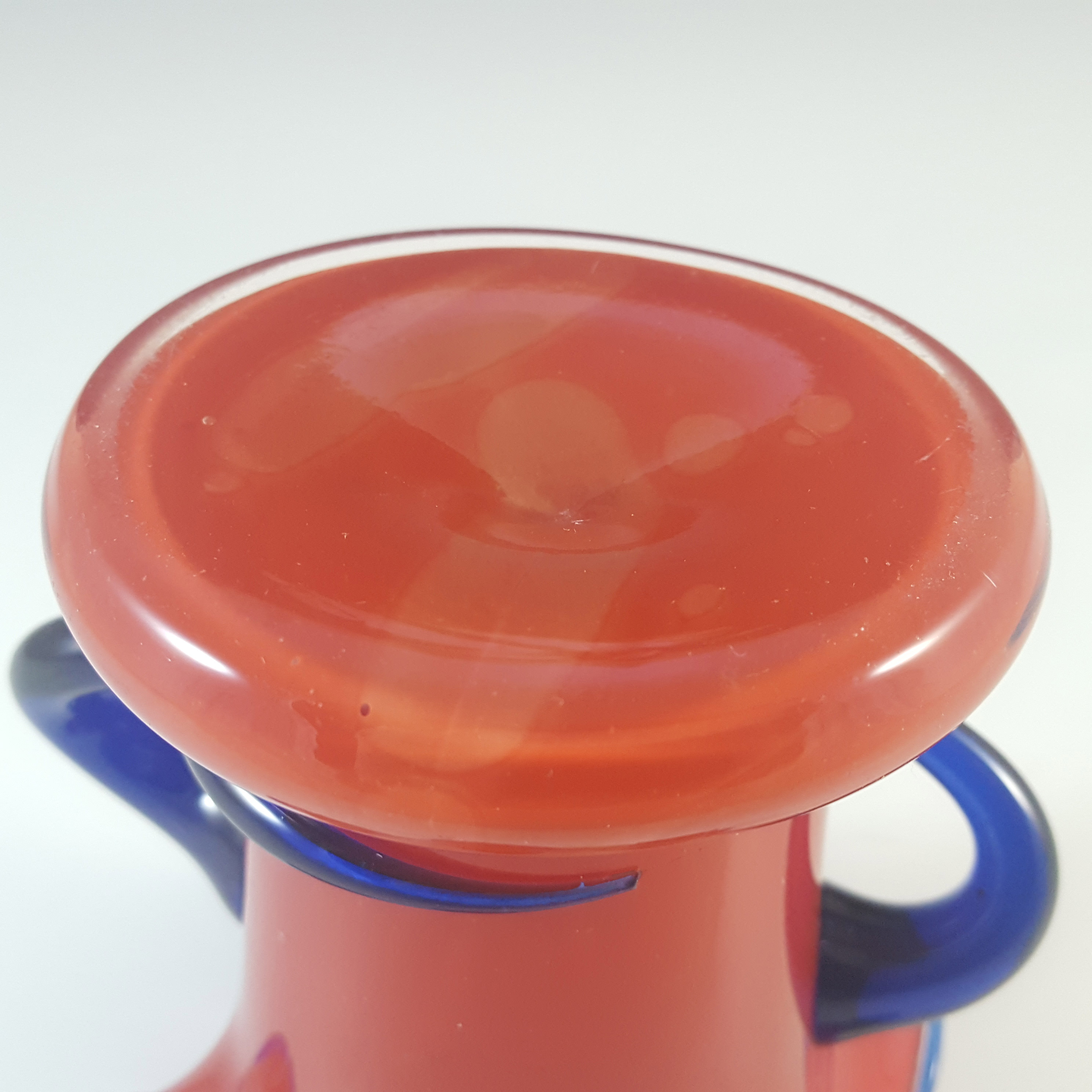(image for) Czech / Bohemian Art Deco Red & Blue Tango Glass Vase - Click Image to Close