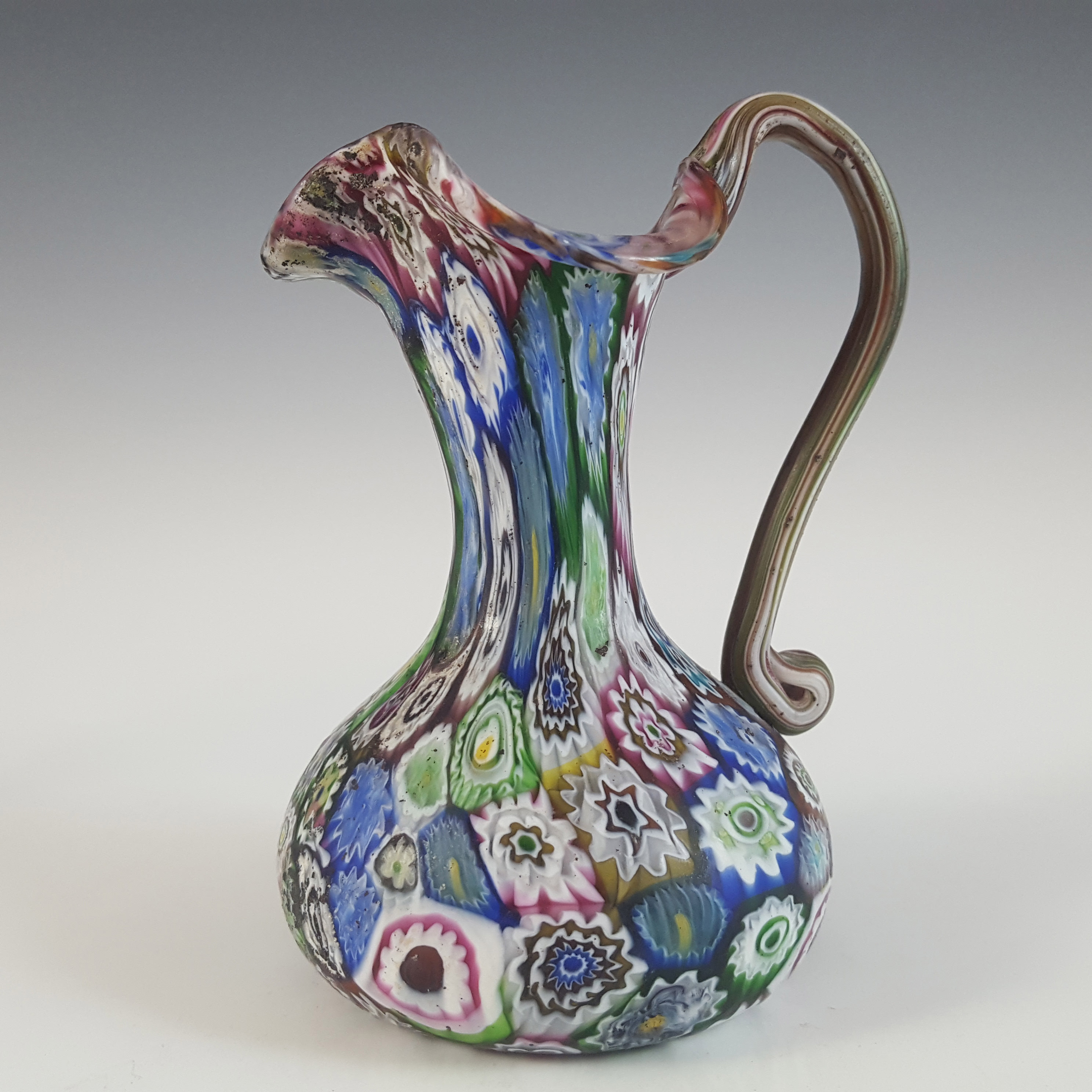 Fratelli Toso Millefiori Canes Multicoloured Murano Glass Vase/Jug - Click Image to Close