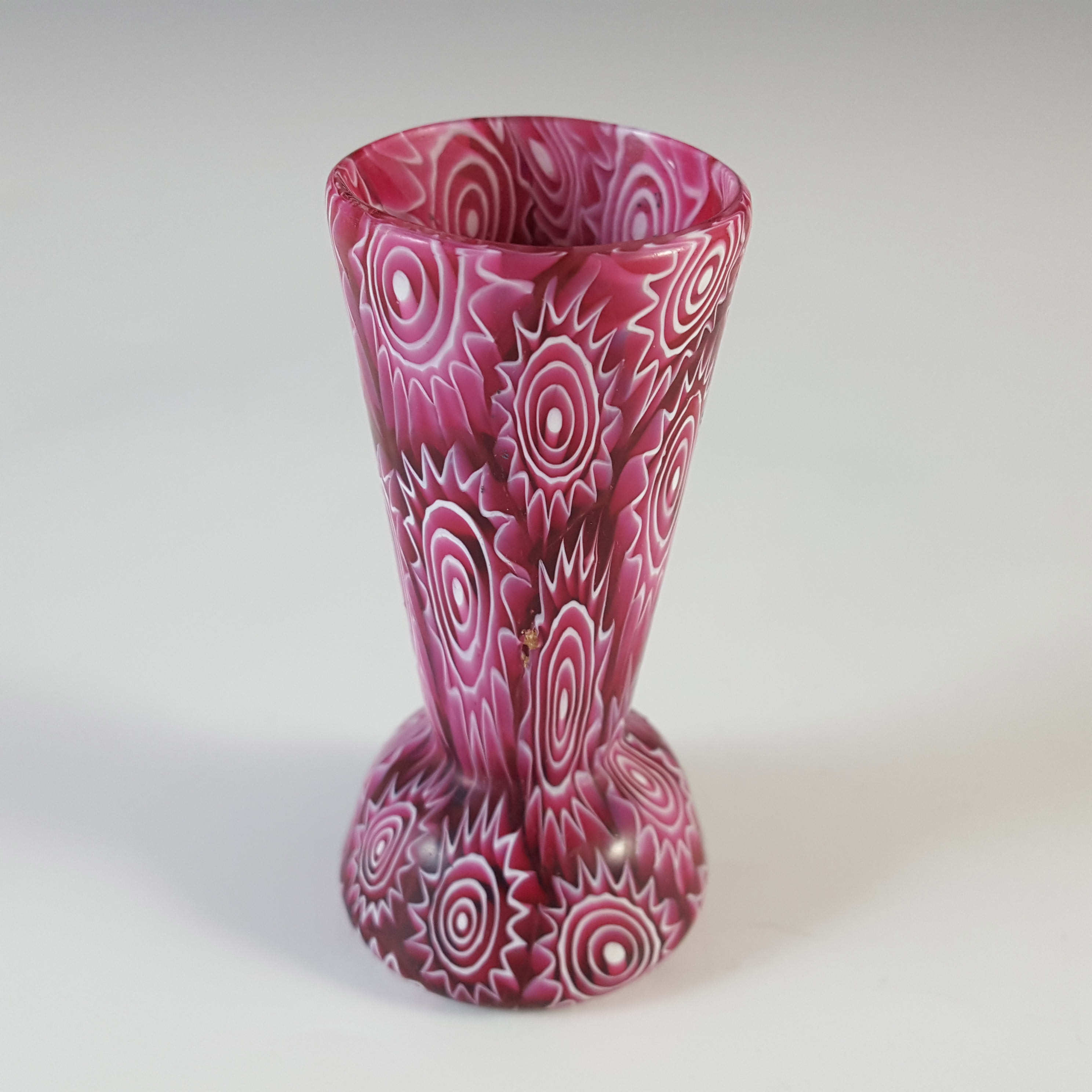 Fratelli Toso Millefiori Canes Pink Murano Glass Vase - Click Image to Close