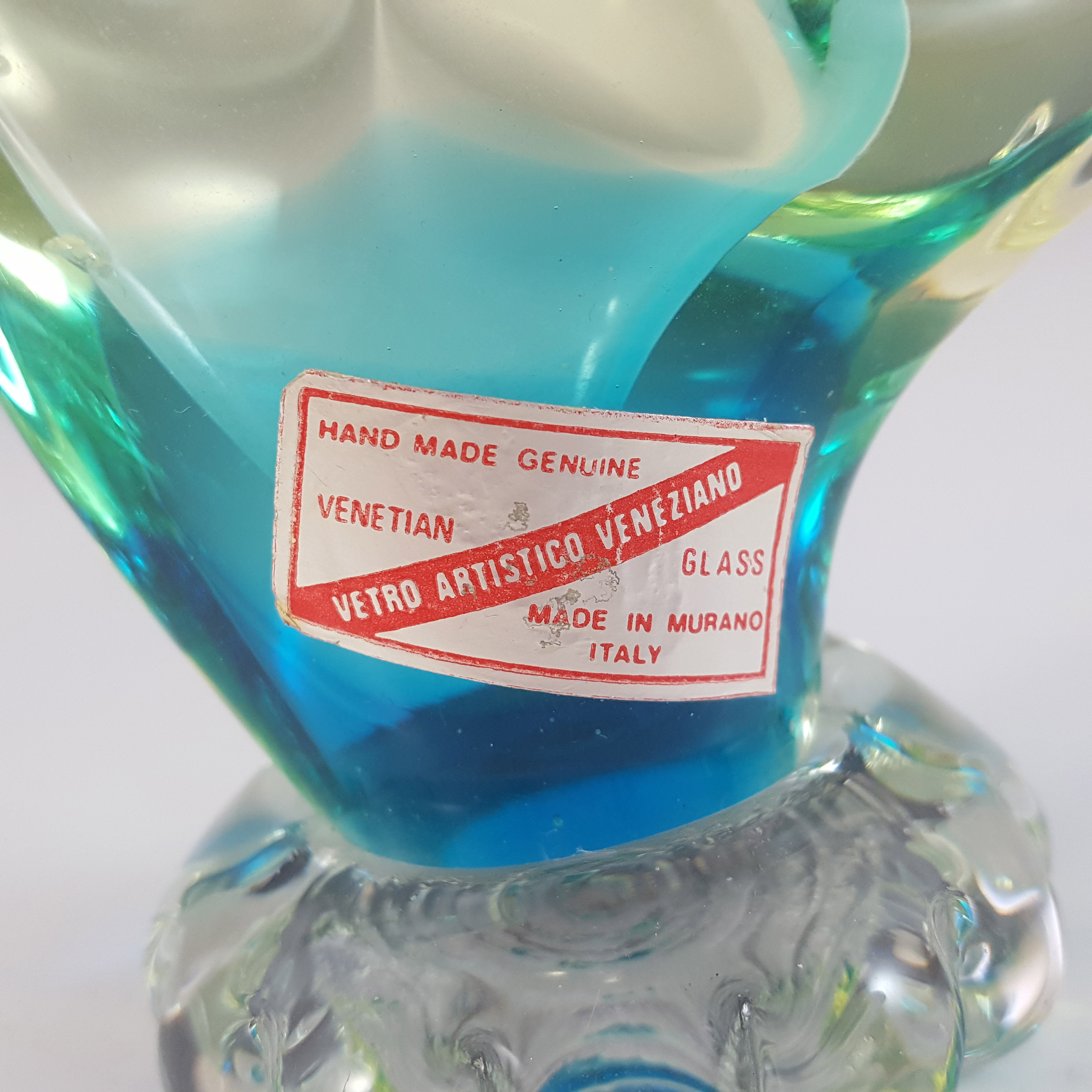 Vetro Artistico Veneziano Murano Uranium Sommerso Glass Swan - Click Image to Close