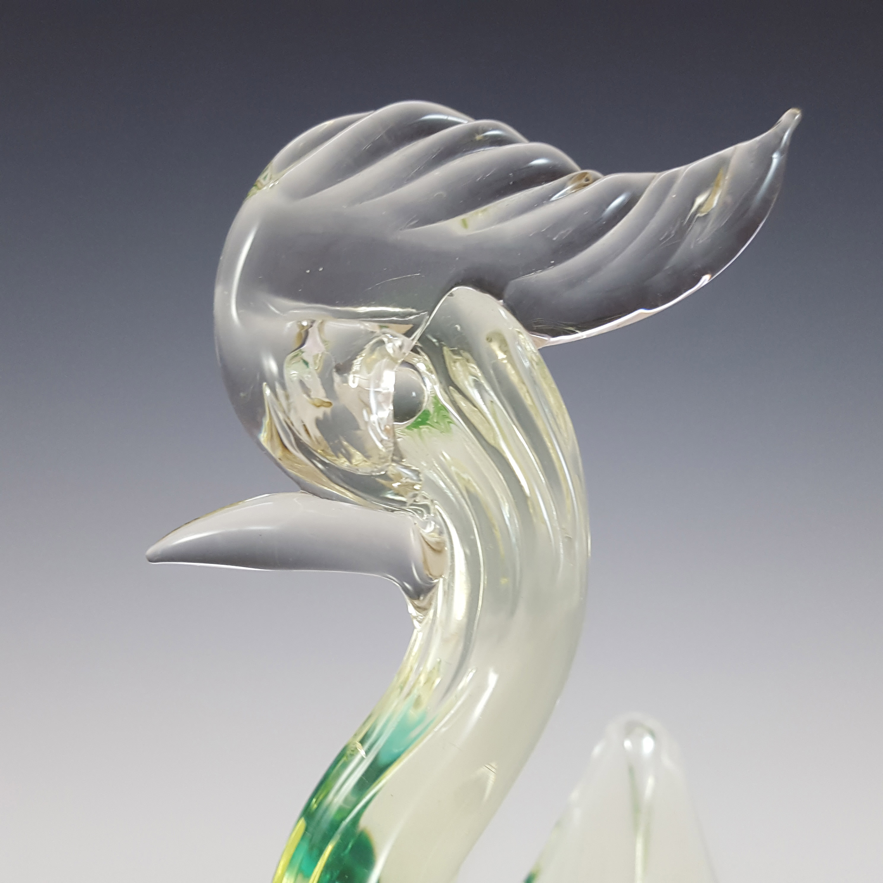 Vetro Artistico Veneziano Murano Uranium Sommerso Glass Swan - Click Image to Close