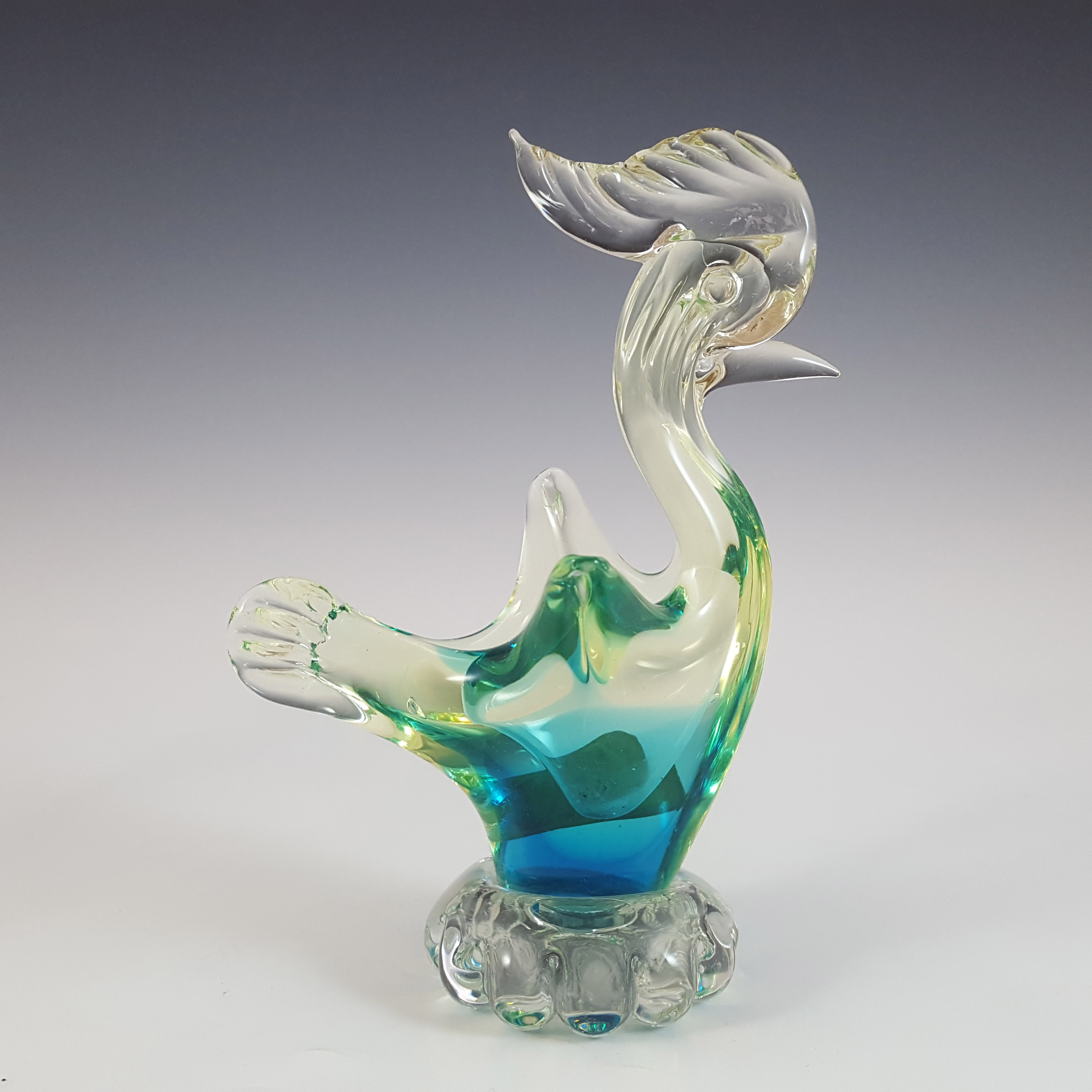 (image for) Vetro Artistico Veneziano Murano Uranium Sommerso Glass Swan - Click Image to Close