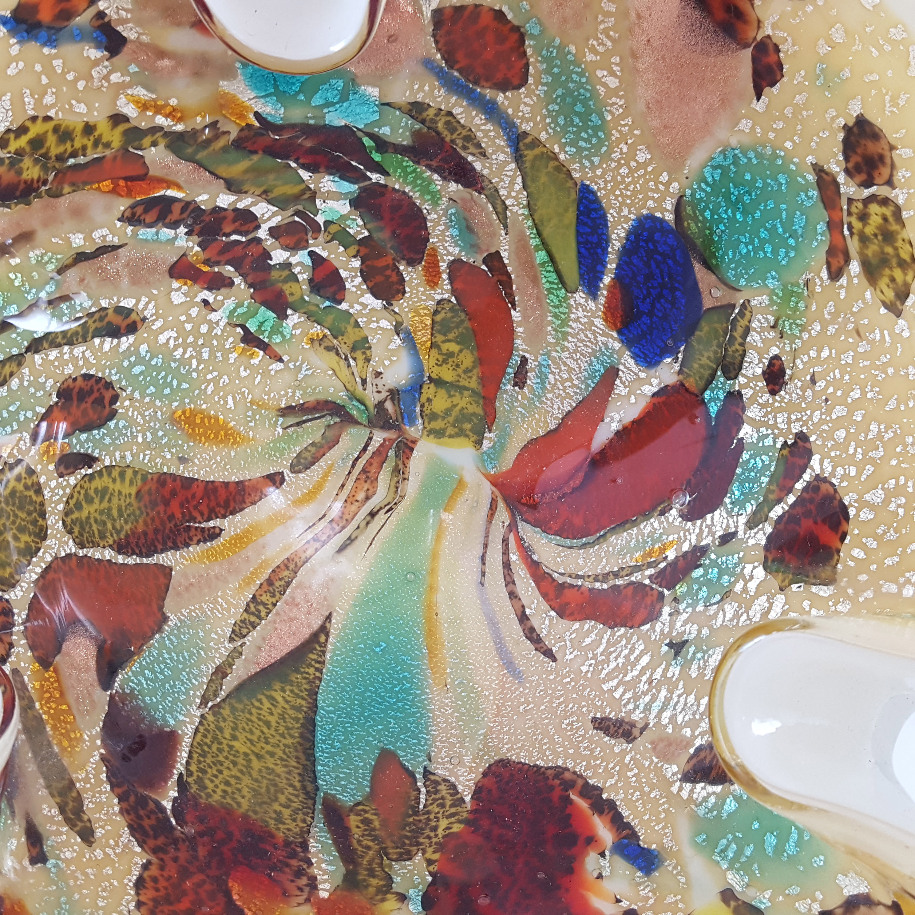 (image for) Vetro Artistico Veneziano Murano Silver Leaf Cream Glass Bowl - Click Image to Close