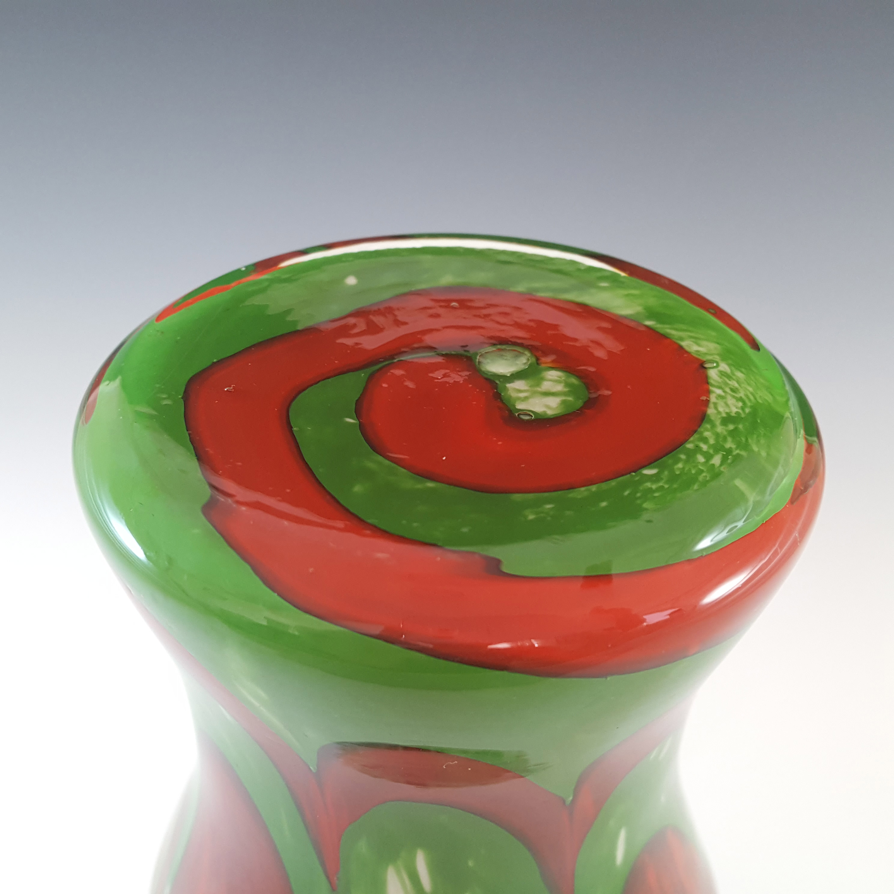 (image for) V.B. Opaline Florence Empoli Marbled Green & Brown Glass Vase - Click Image to Close