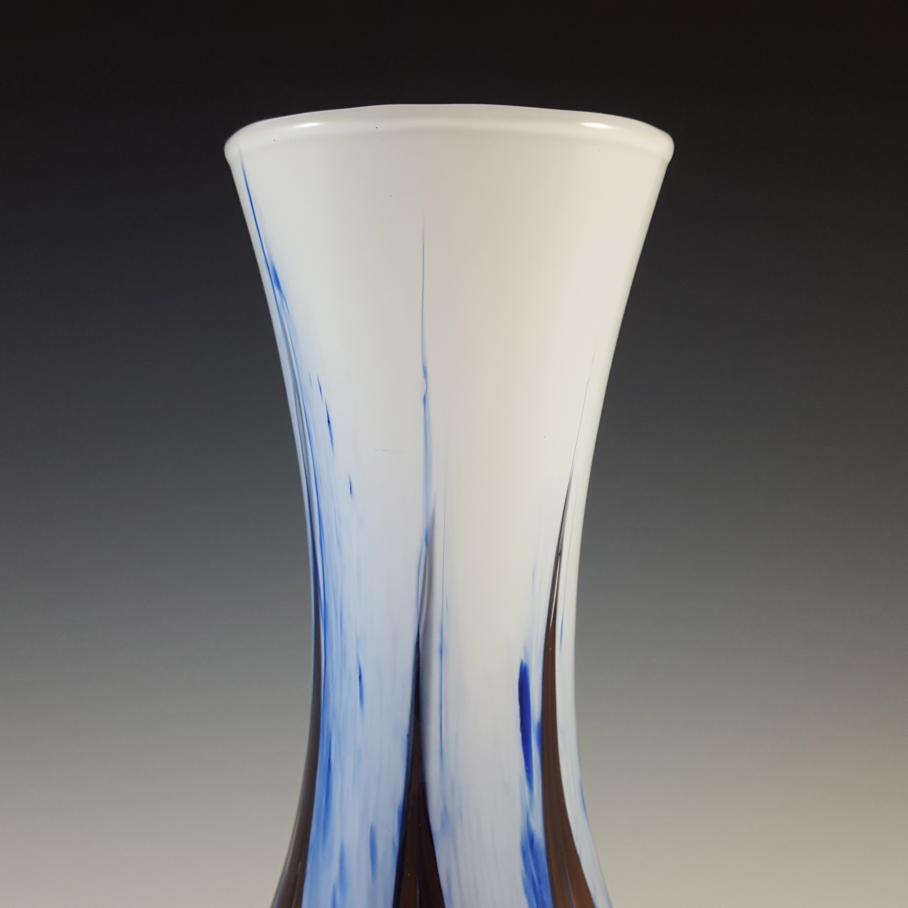 Vetreria Artigiana Sanminiatello Empoli Blue & Brown Glass Vase - Click Image to Close