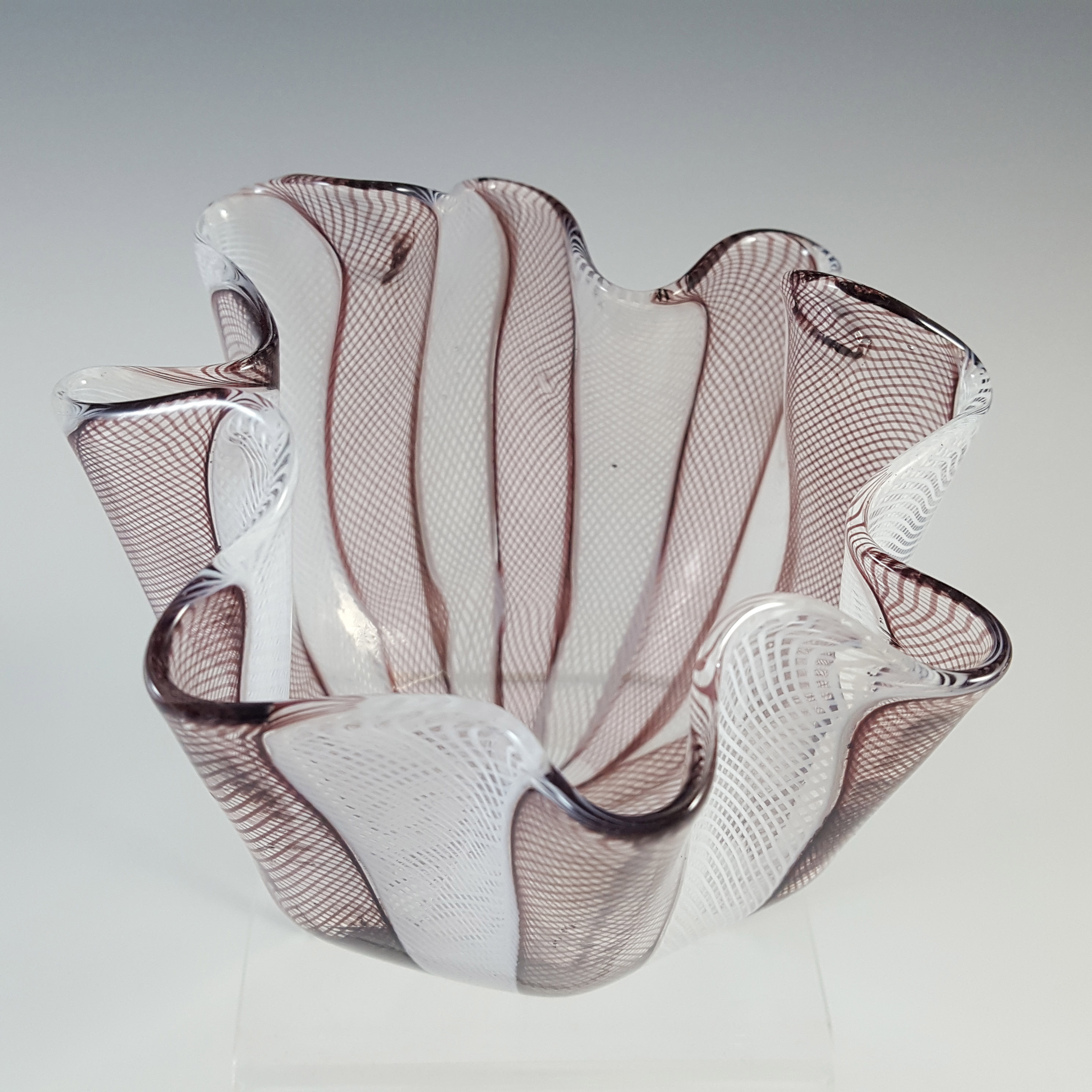 (image for) MARKED Venini Murano Glass Zanfirico Fazzoletto Vase - Click Image to Close