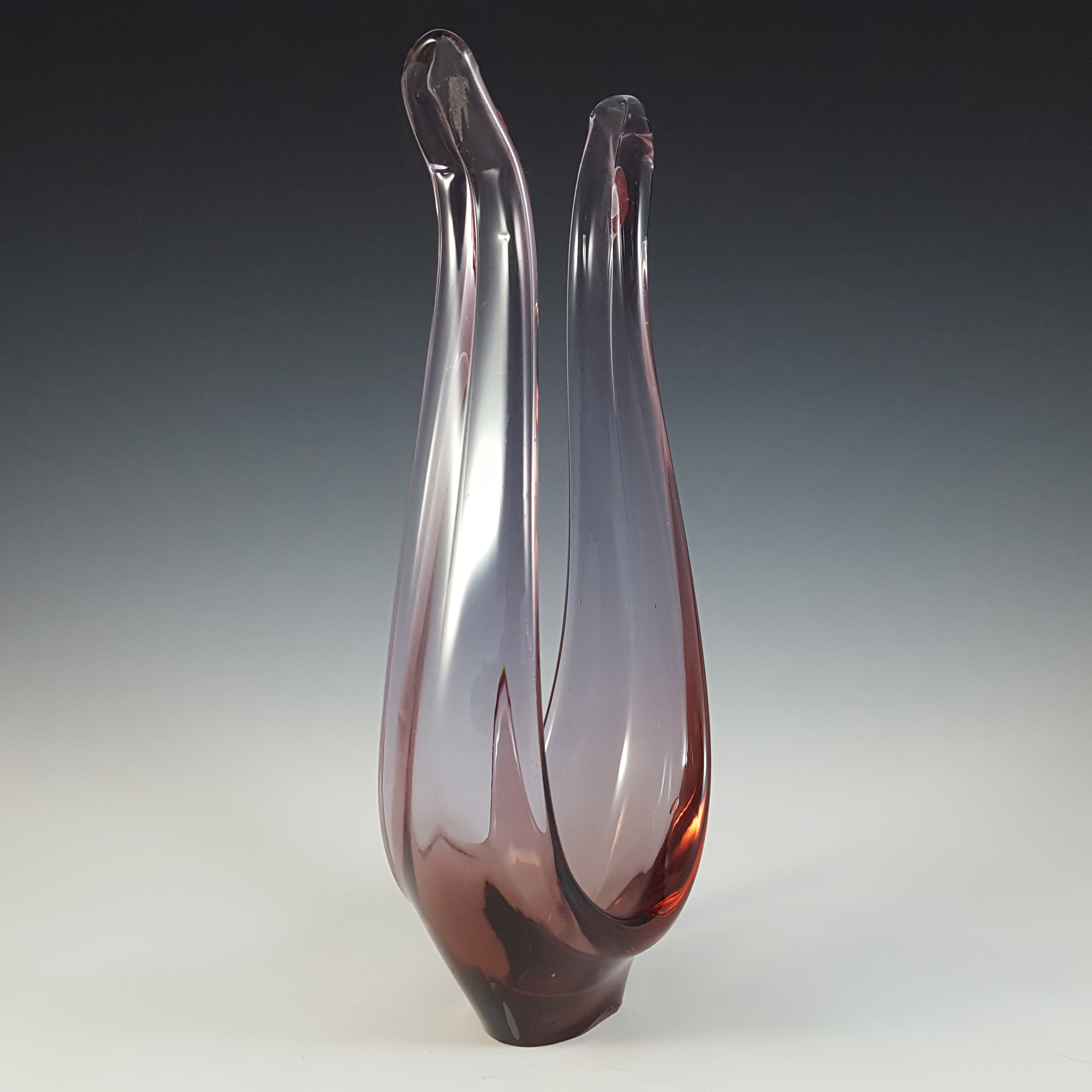 Viartec Murano Style Purple Spanish Glass Sculpture Bowl - Click Image to Close