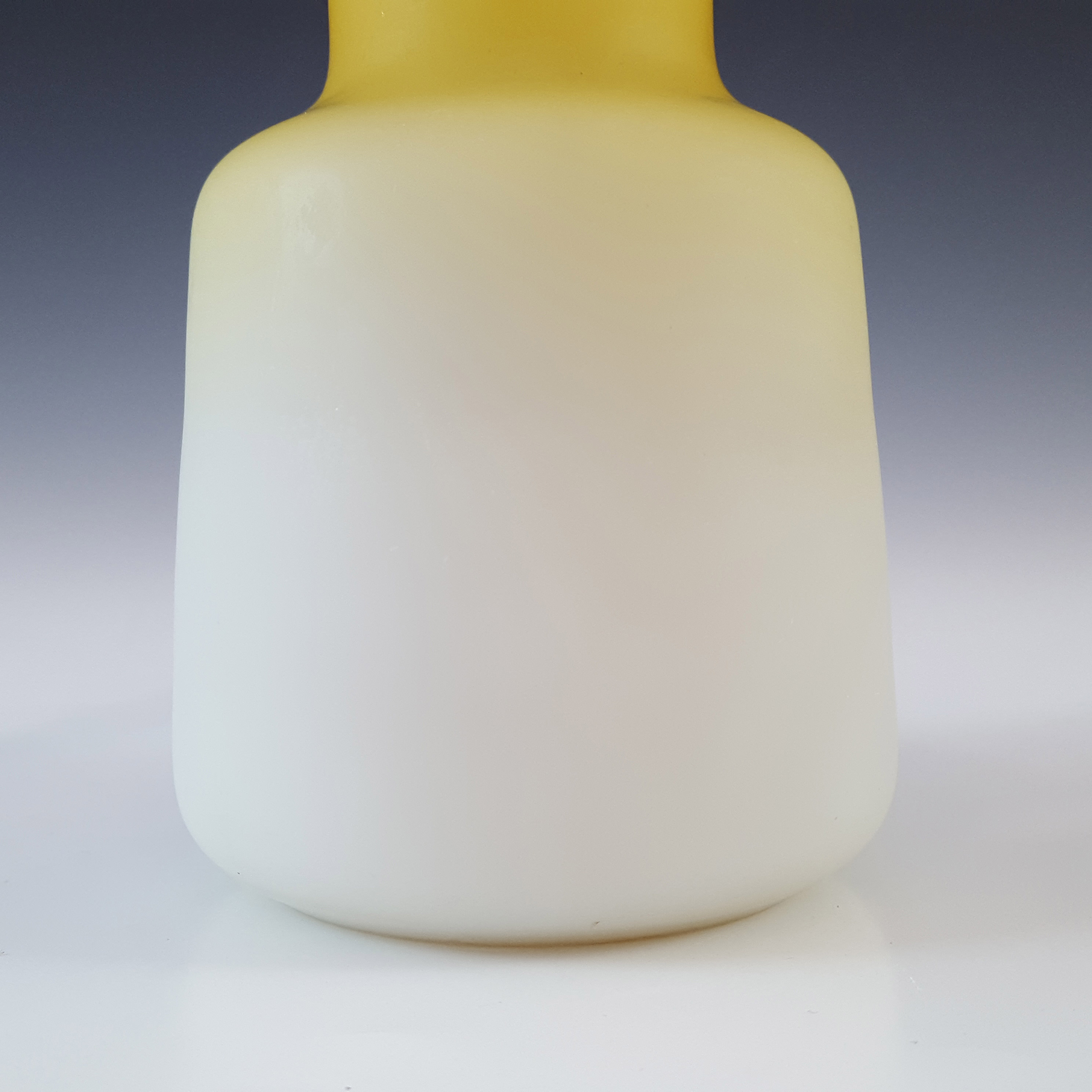 Victorian Satin Cased Glass Yellow & White Antique Vase - Click Image to Close