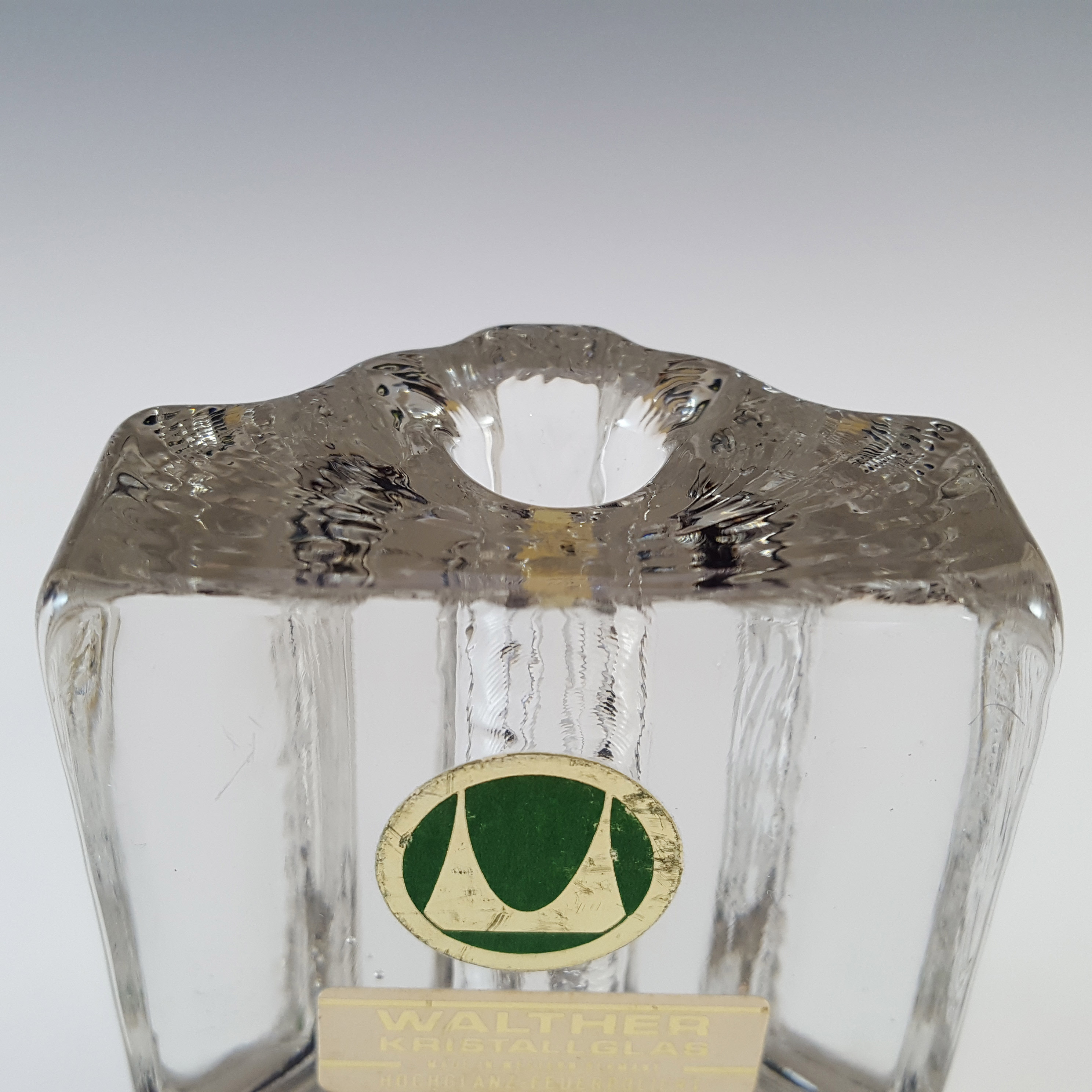LABELLED Walther Kristallglas German Solifleur Glass Stem Vase - Click Image to Close