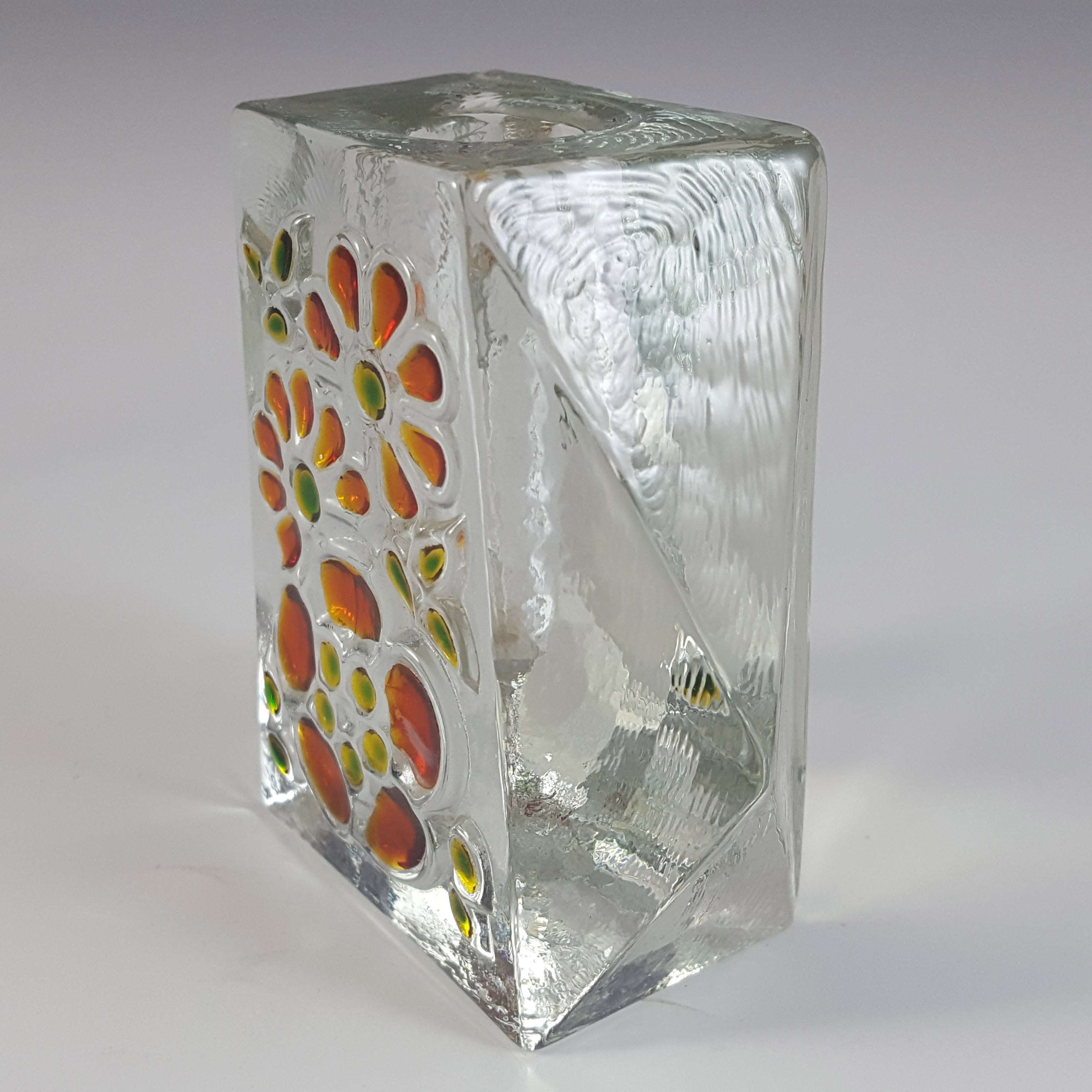 (image for) Walther Glas German Red, Green & Clear Glass Solifleur Vase - Click Image to Close