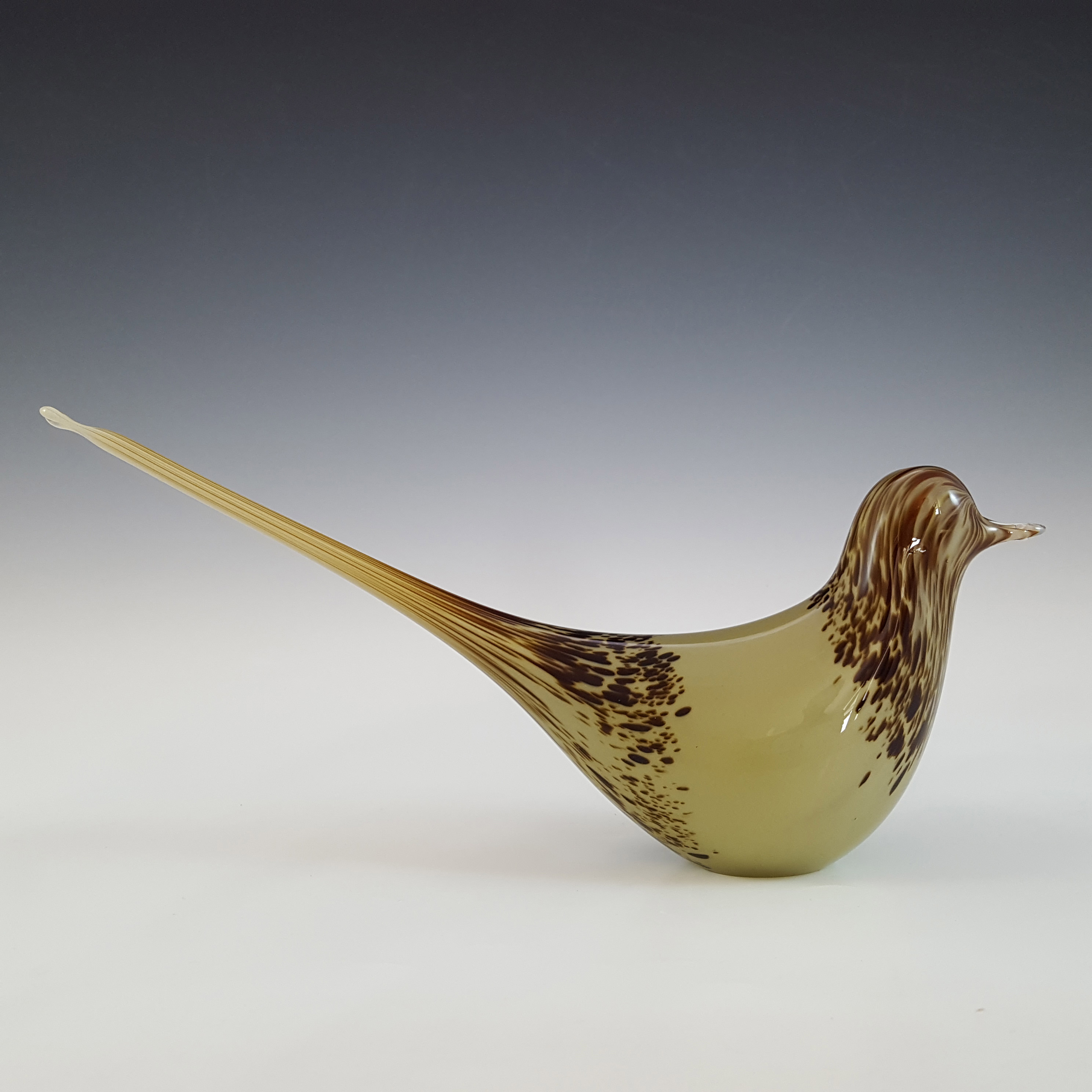 BOXED Wedgwood Speckled Brown Glass Long-Tailed Bird RSW73 - Click Image to Close