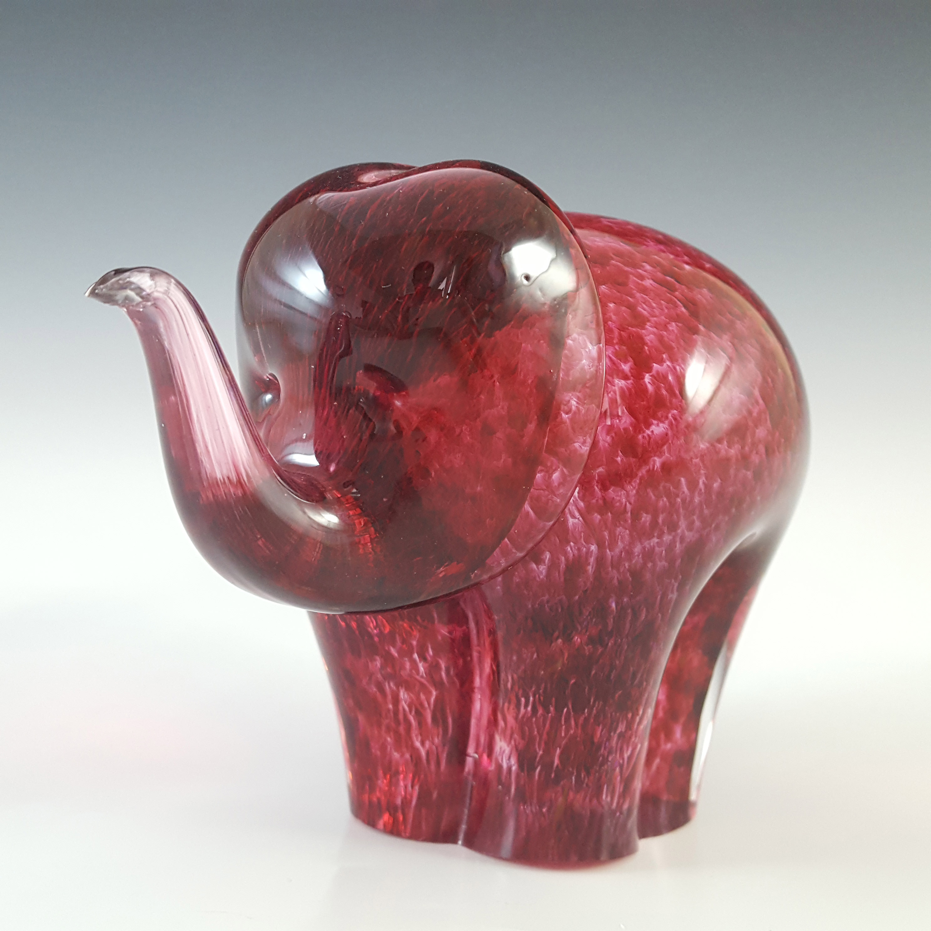 MARKED Wedgwood Speckled Pink Glass Vintage Elephant RSW405 - Click Image to Close