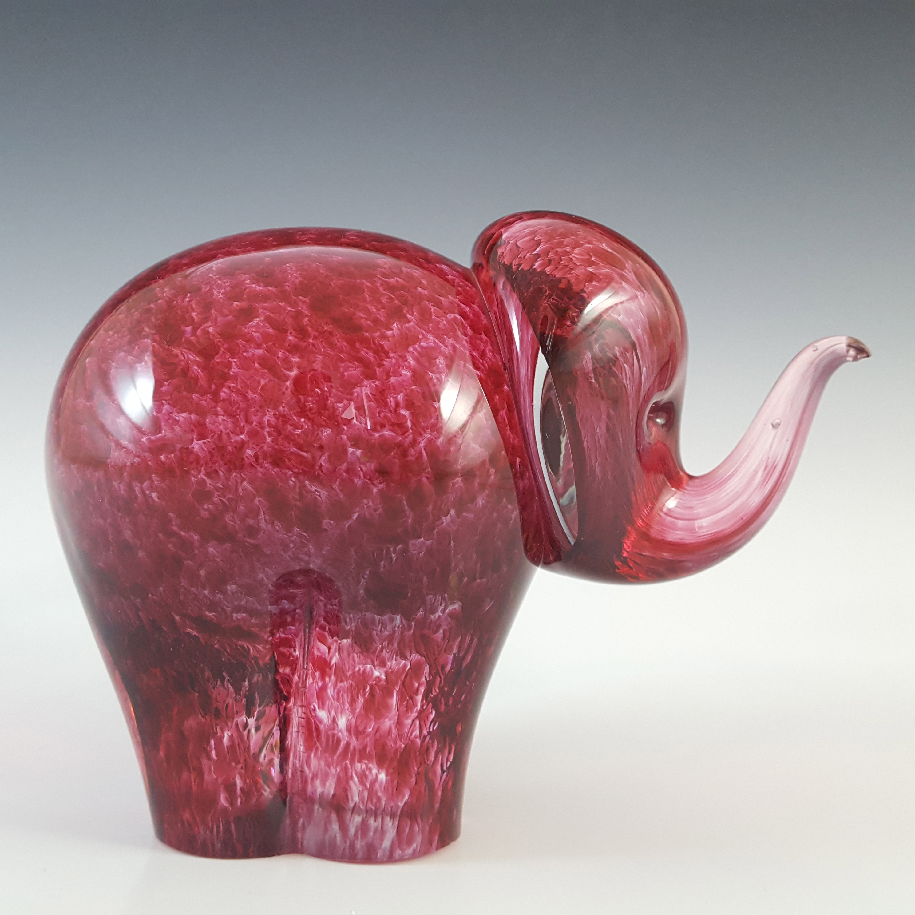 MARKED Wedgwood Speckled Pink Glass Vintage Elephant RSW405 - Click Image to Close