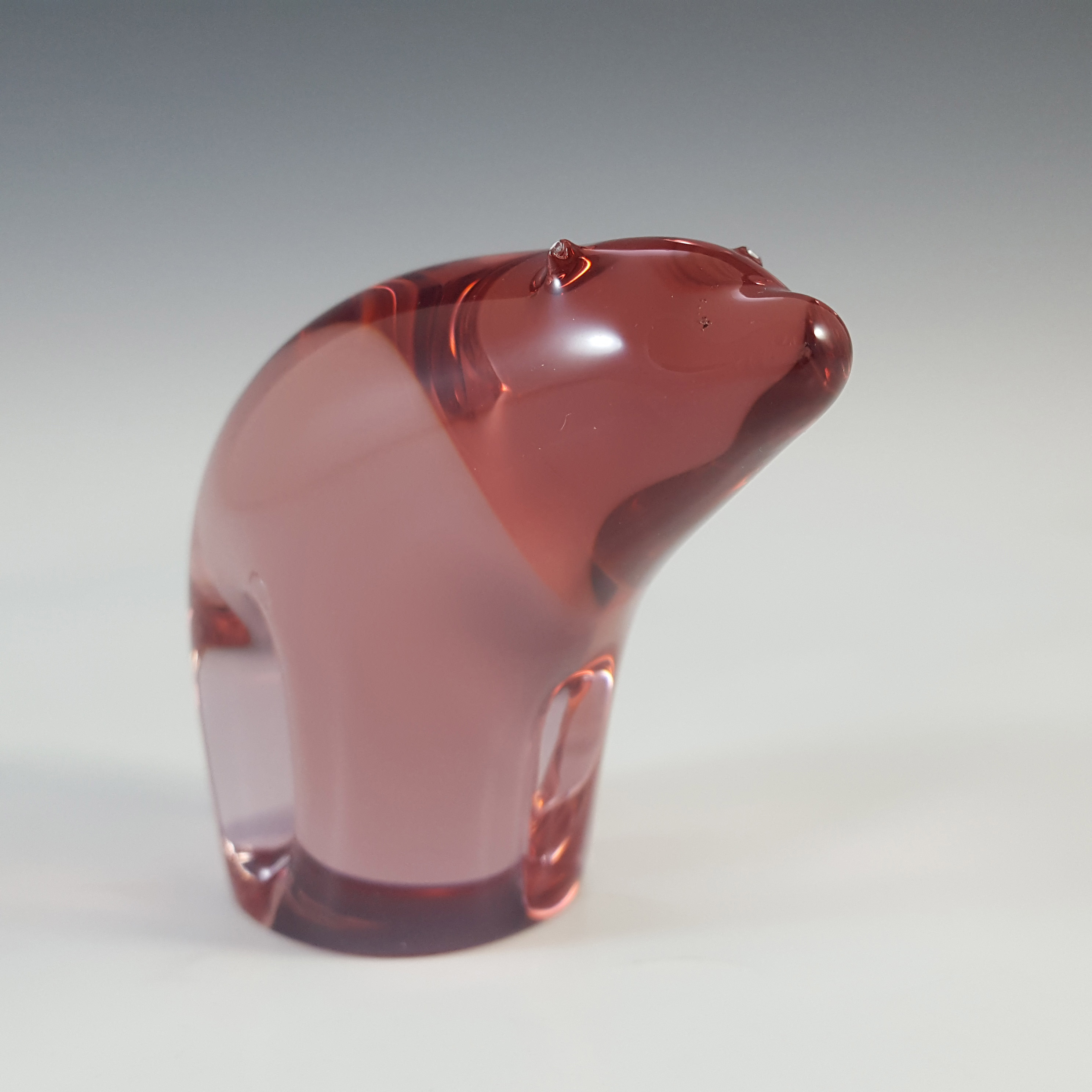 (image for) MARKED Wedgwood Lilac/Pink Glass Polar Bear Sculpture L5009 - Click Image to Close