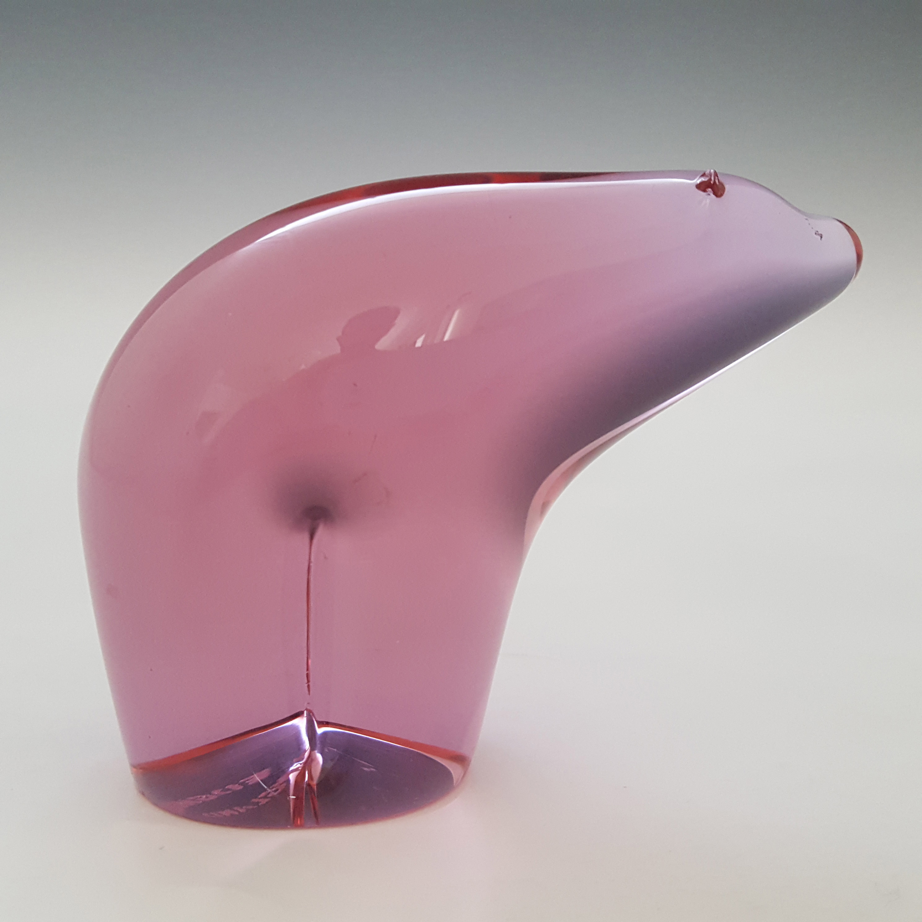 (image for) MARKED Wedgwood Lilac/Pink Glass Polar Bear Sculpture L5009 - Click Image to Close