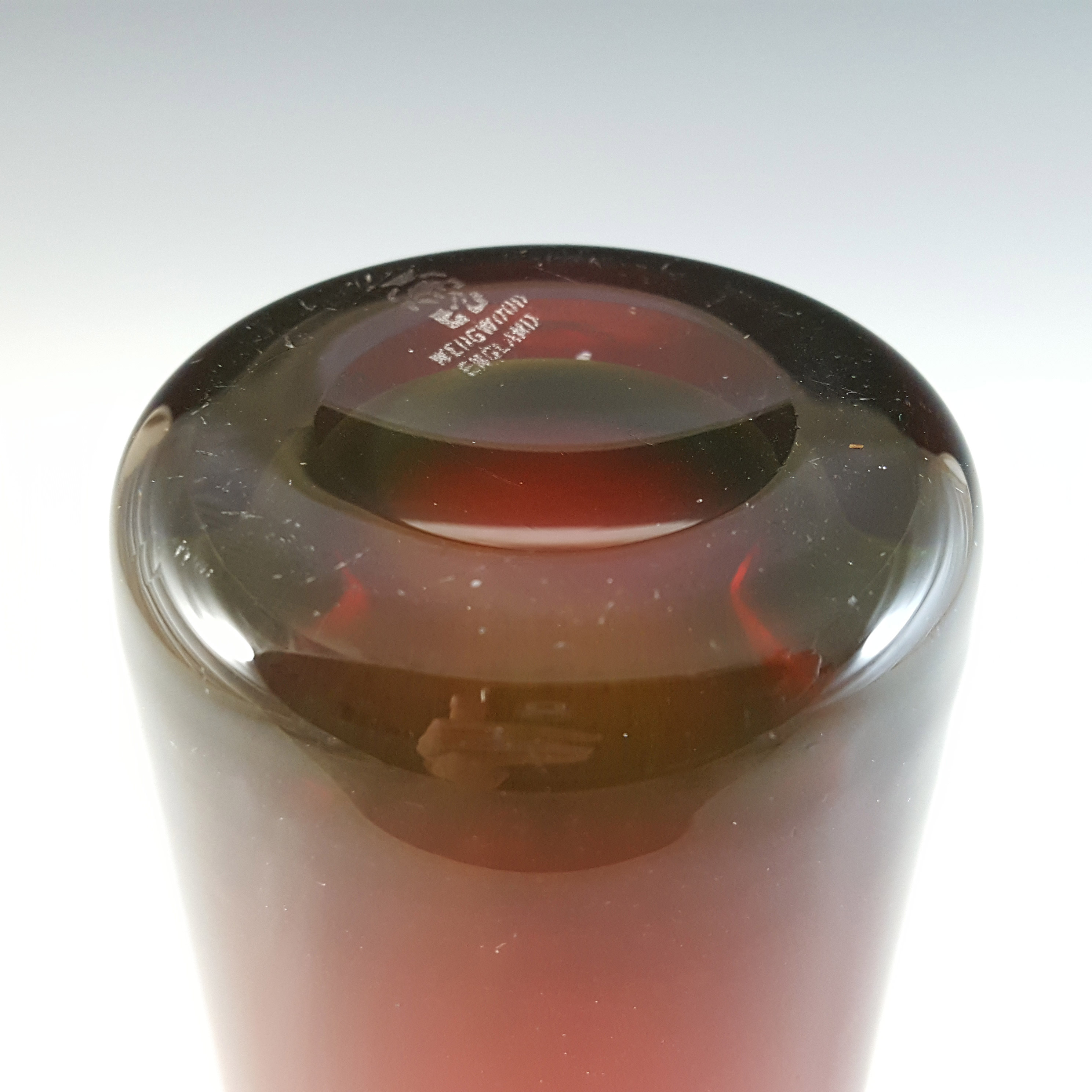 (image for) Wedgwood RSW20/1 Cranberry Glass Cylindrical Vase - Marked - Click Image to Close