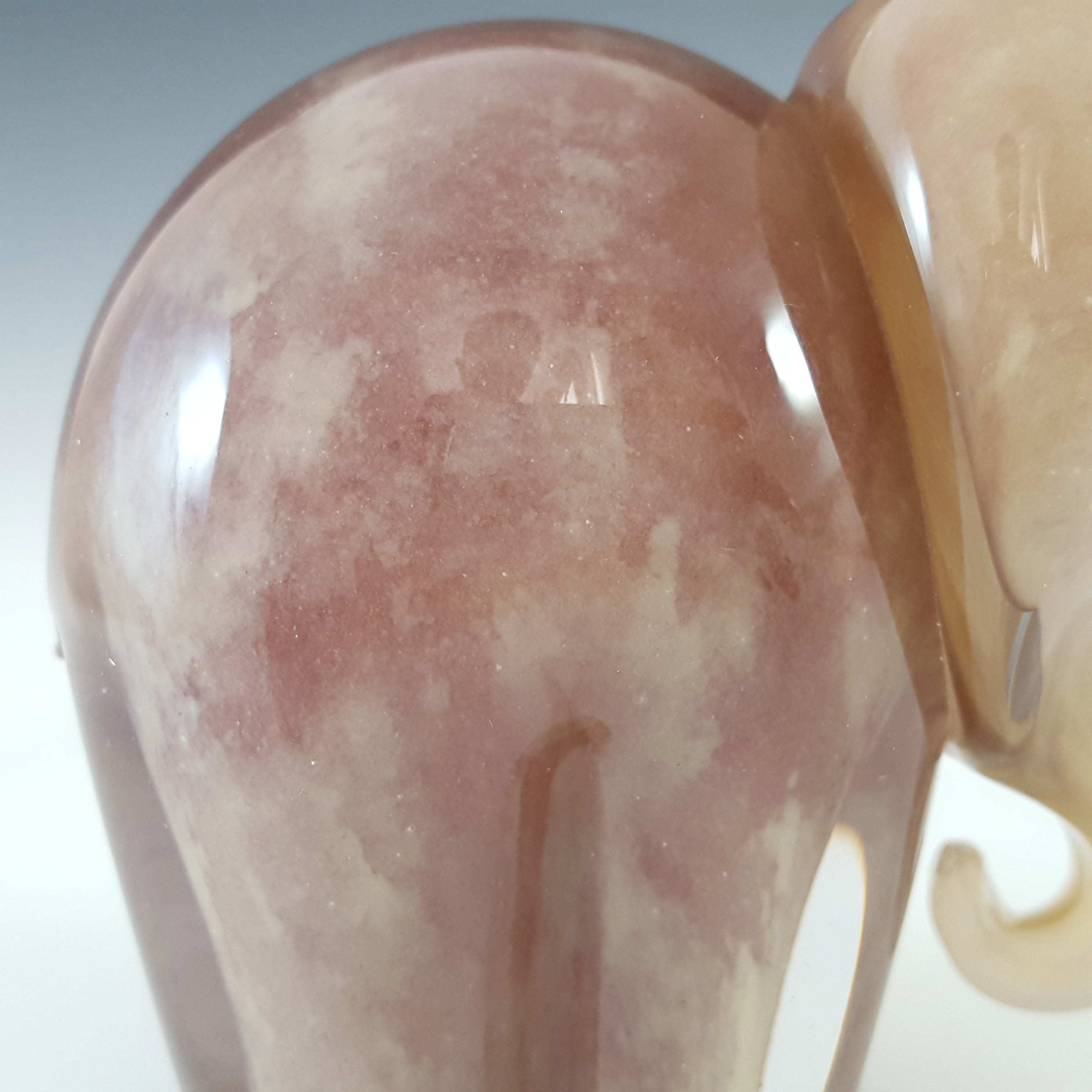 (image for) Wedgwood Style Vintage Marbled Brown Glass Elephant - Click Image to Close