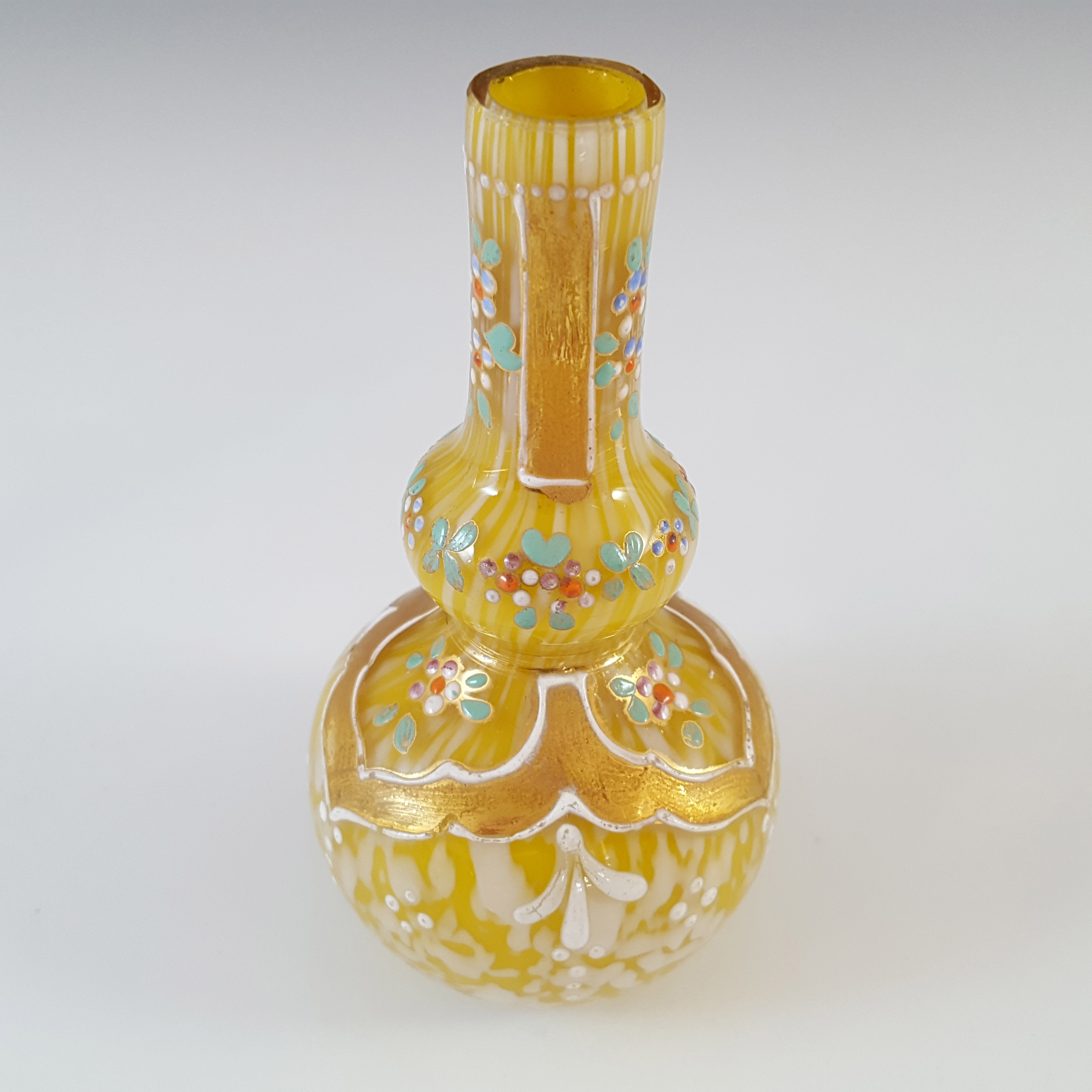 (image for) Welz Victorian Lemon Yellow & White Spatter Glass Vase - Click Image to Close