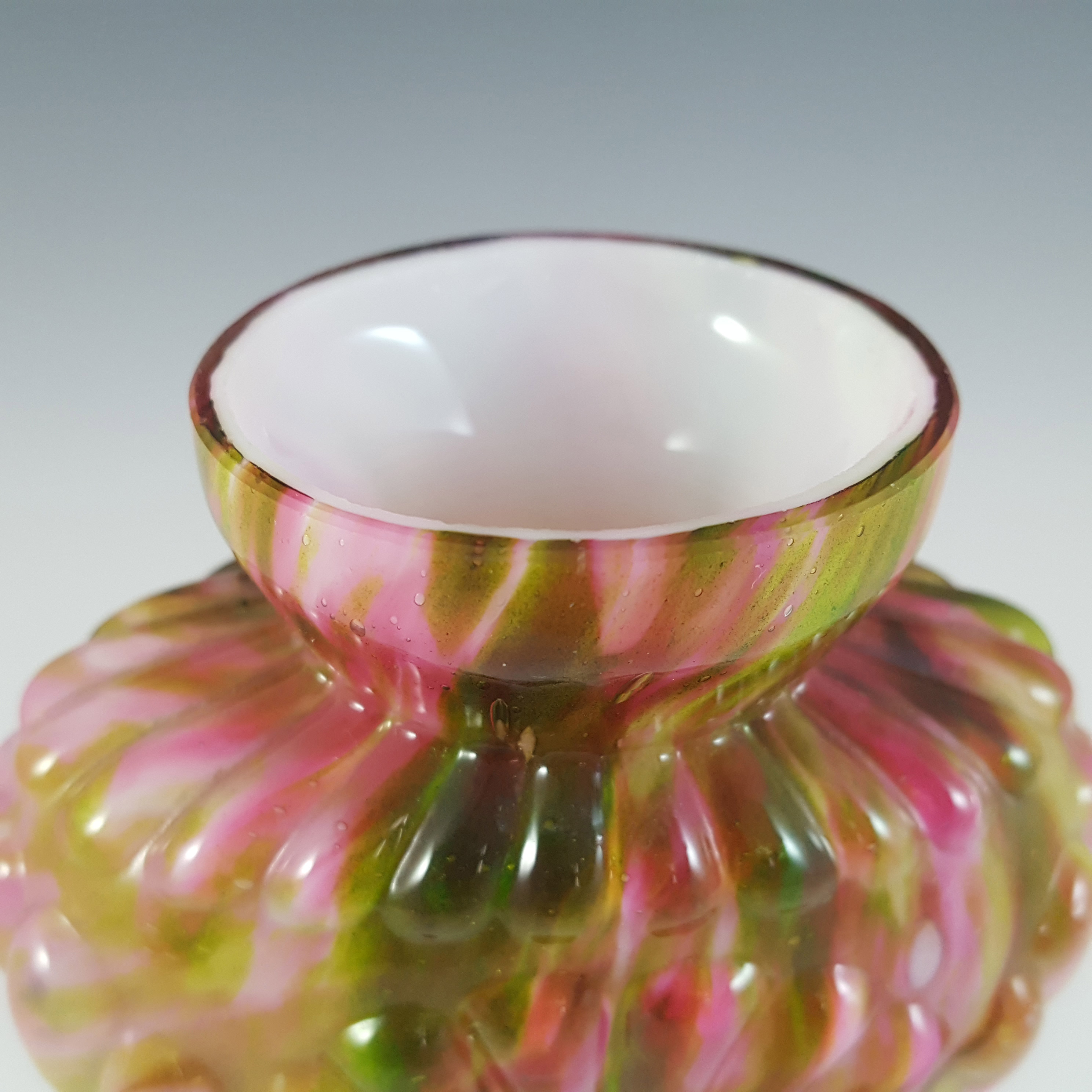 (image for) Welz Bohemian Pink with Green Aventurine Spatter Glass Vase - Click Image to Close